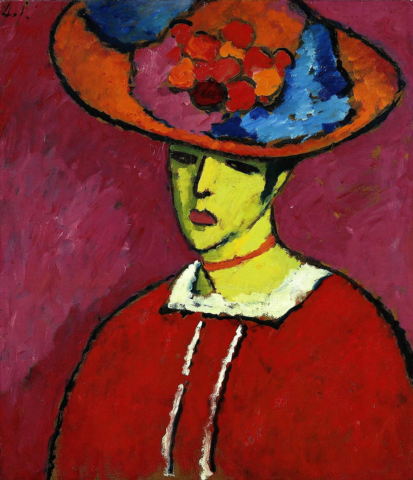Schokko With Wide Brimmed Hat Wall Art by Alexej von Jawlensky - Canvas Print
