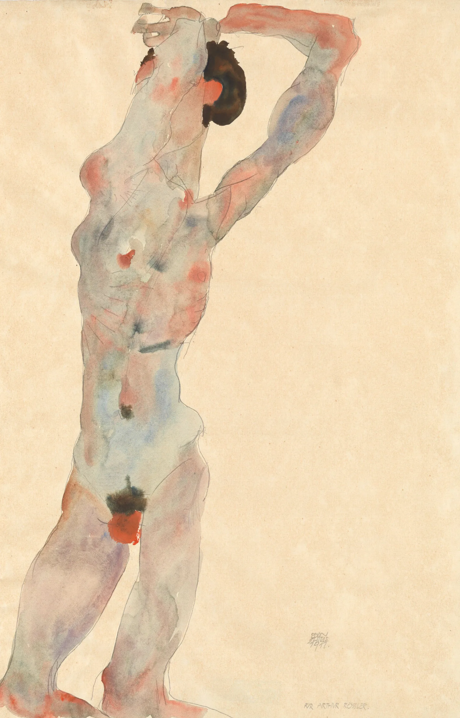 Mannlicher Akt Wall Art by Egon Schiele - Canvas Print