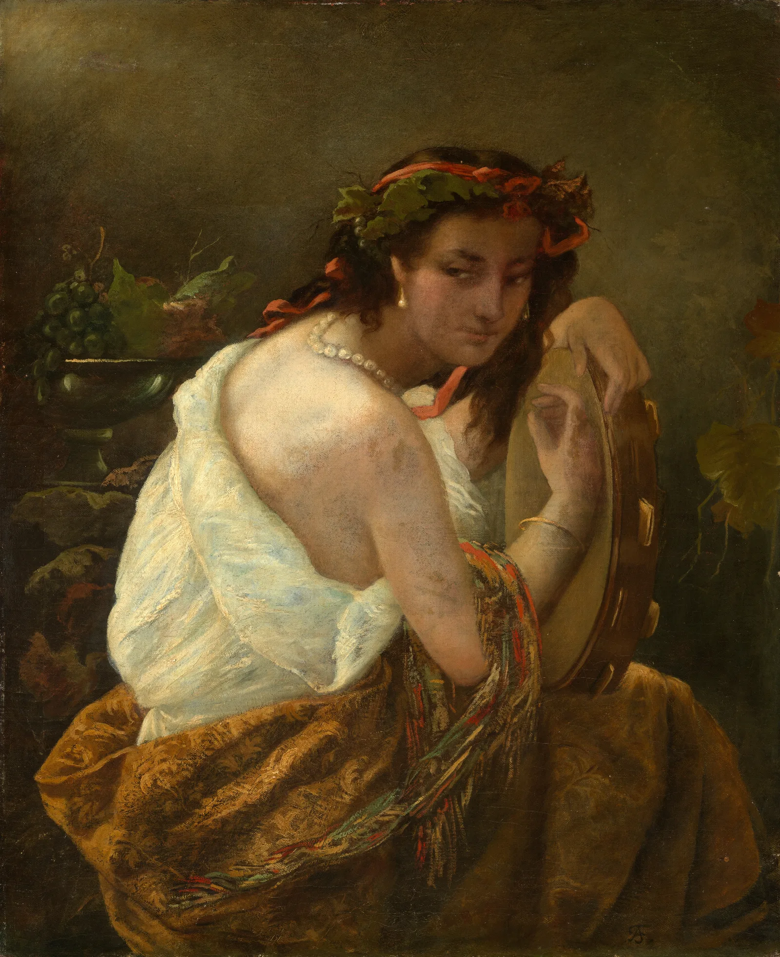 Gypsy With Tambourine Wall Art by Anselm Feuerbach - Canvas Print