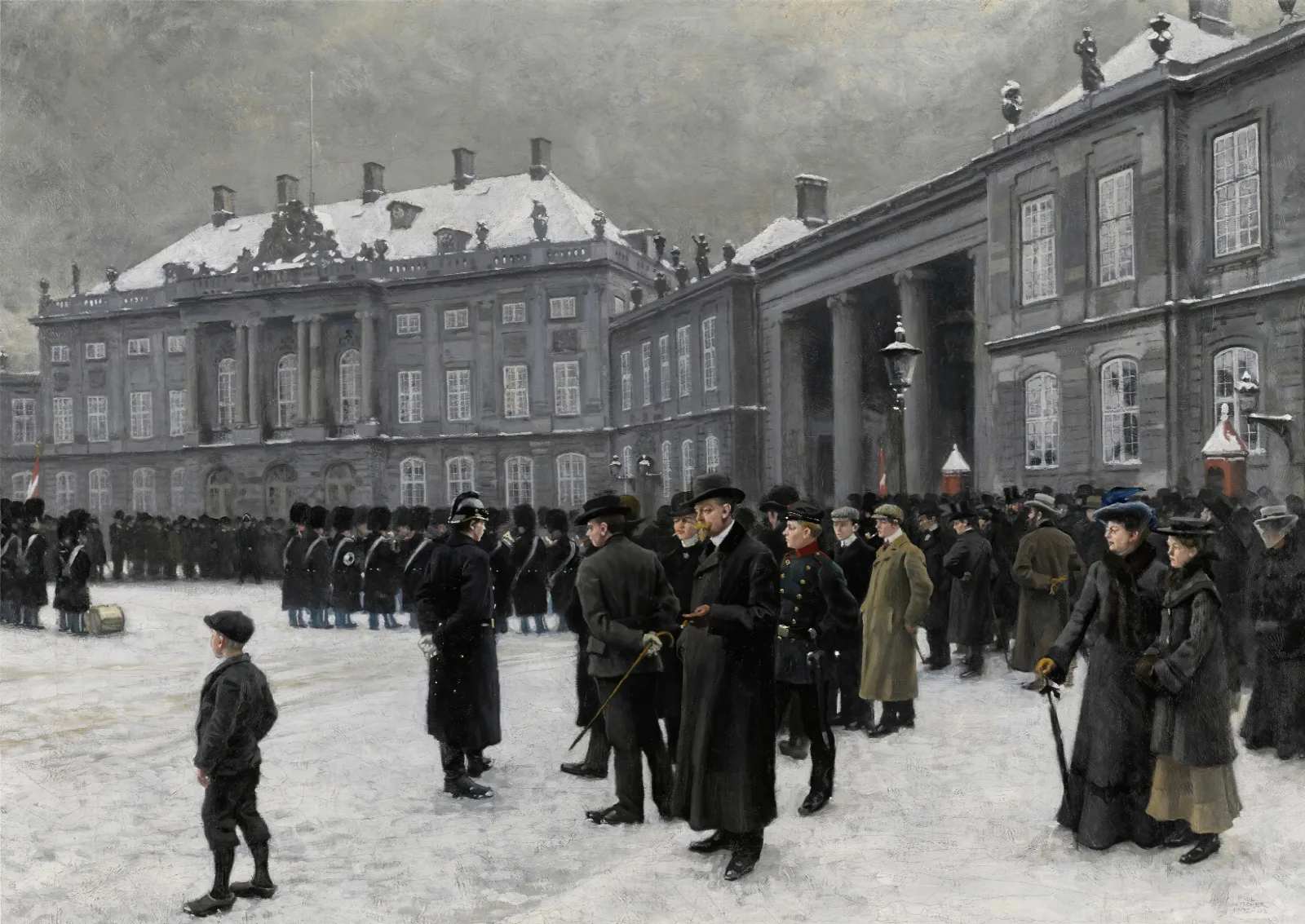 Changing Of The Guard At Amalienborg Palace Wall Art by Paul Fischer - Canvas Print