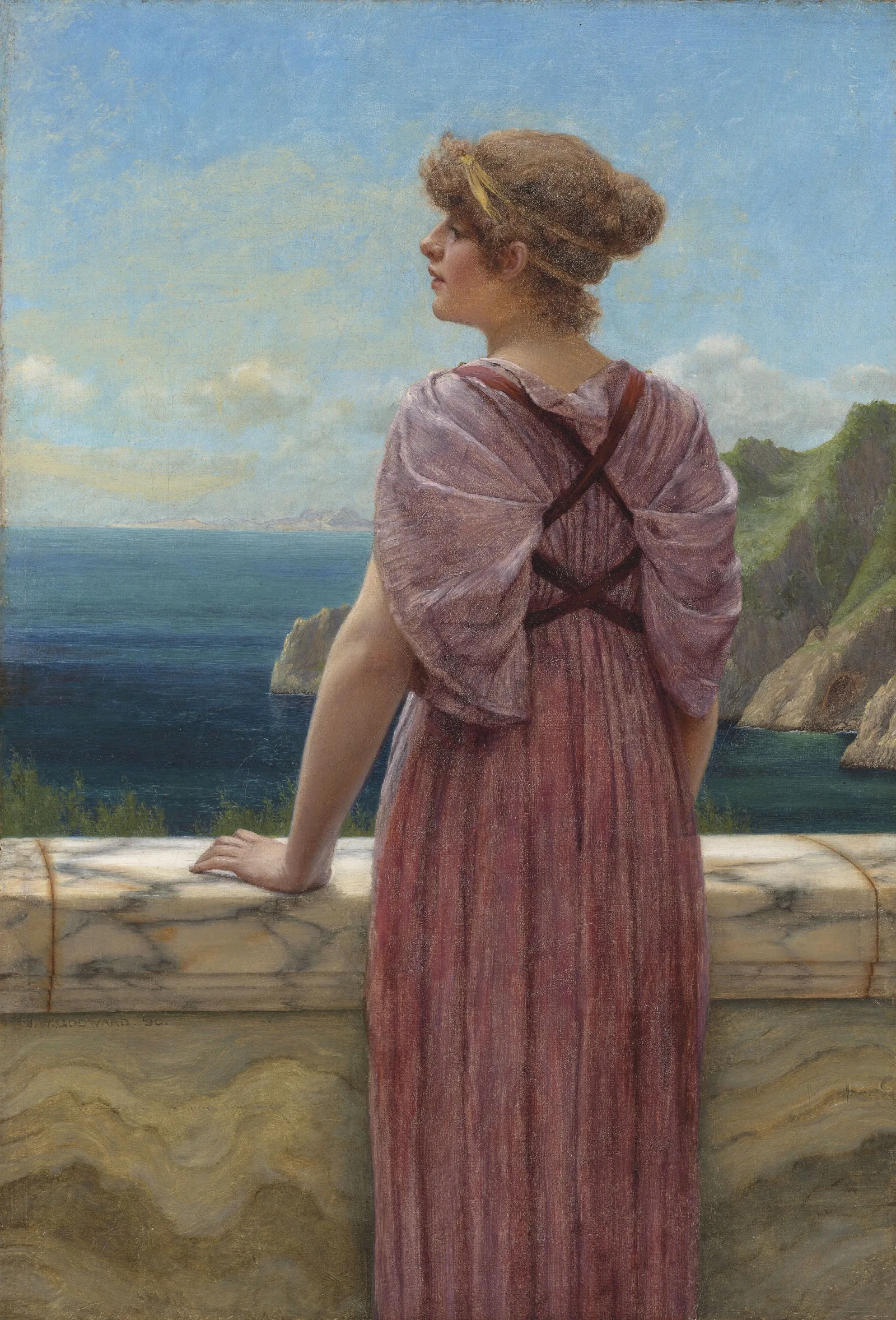 Memories A Study Wall Art by John William Godward - Canvas Print