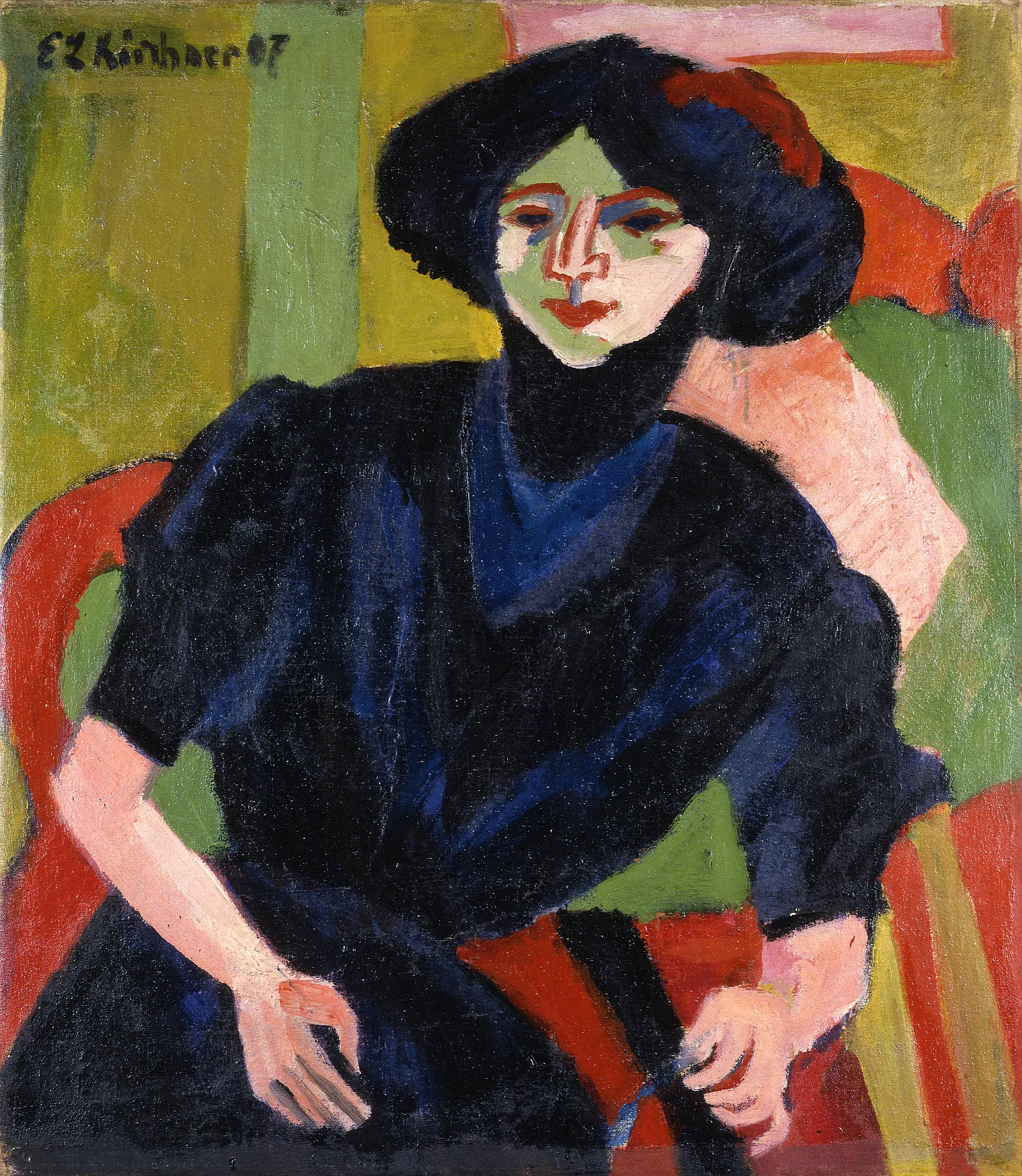 Portrait Of A Woman 2 Wall Art by Ernst Ludwig Kirchner - Canvas Print
