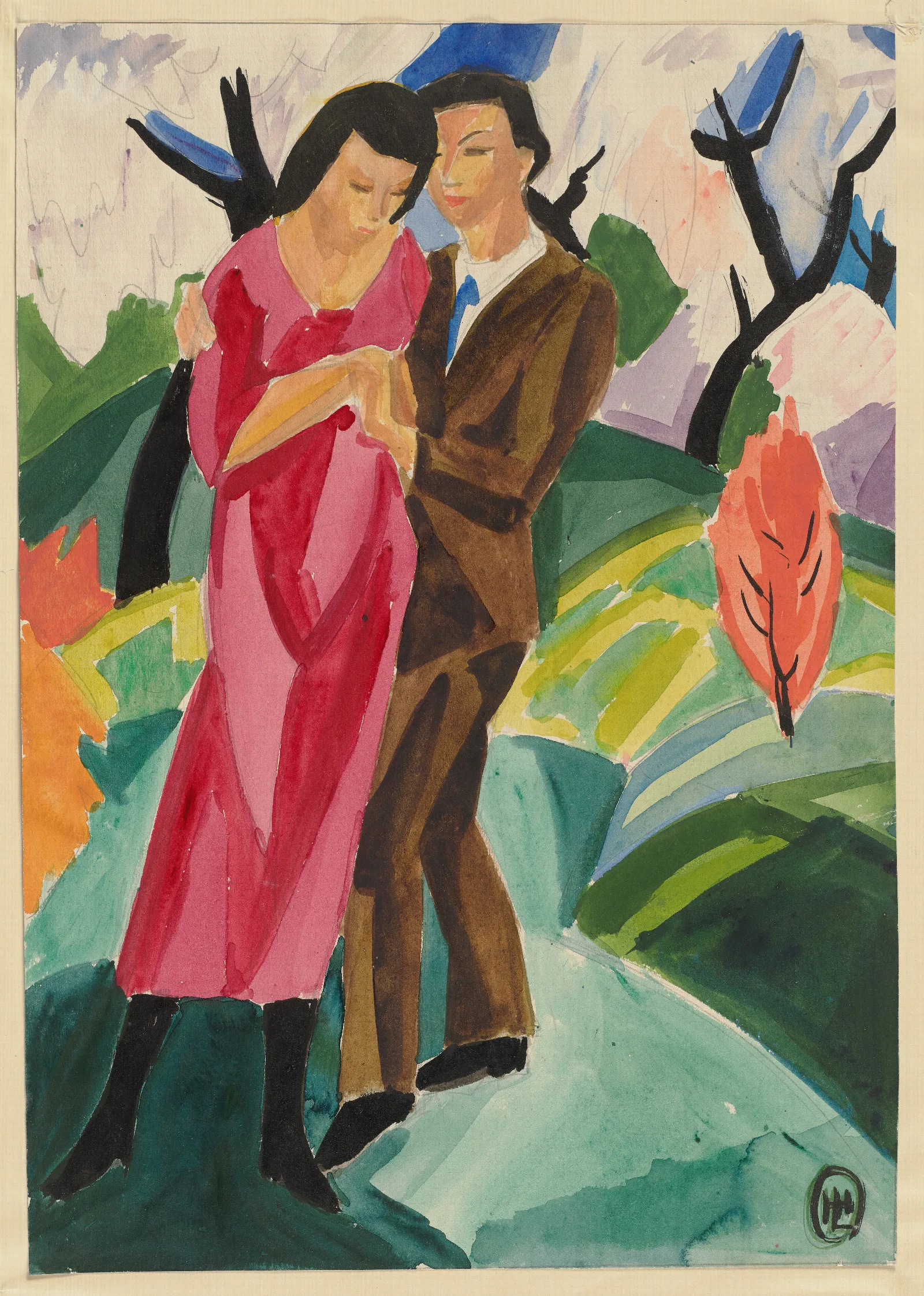 Couple Outside Wall Art by Hermann Lismann - Canvas Print