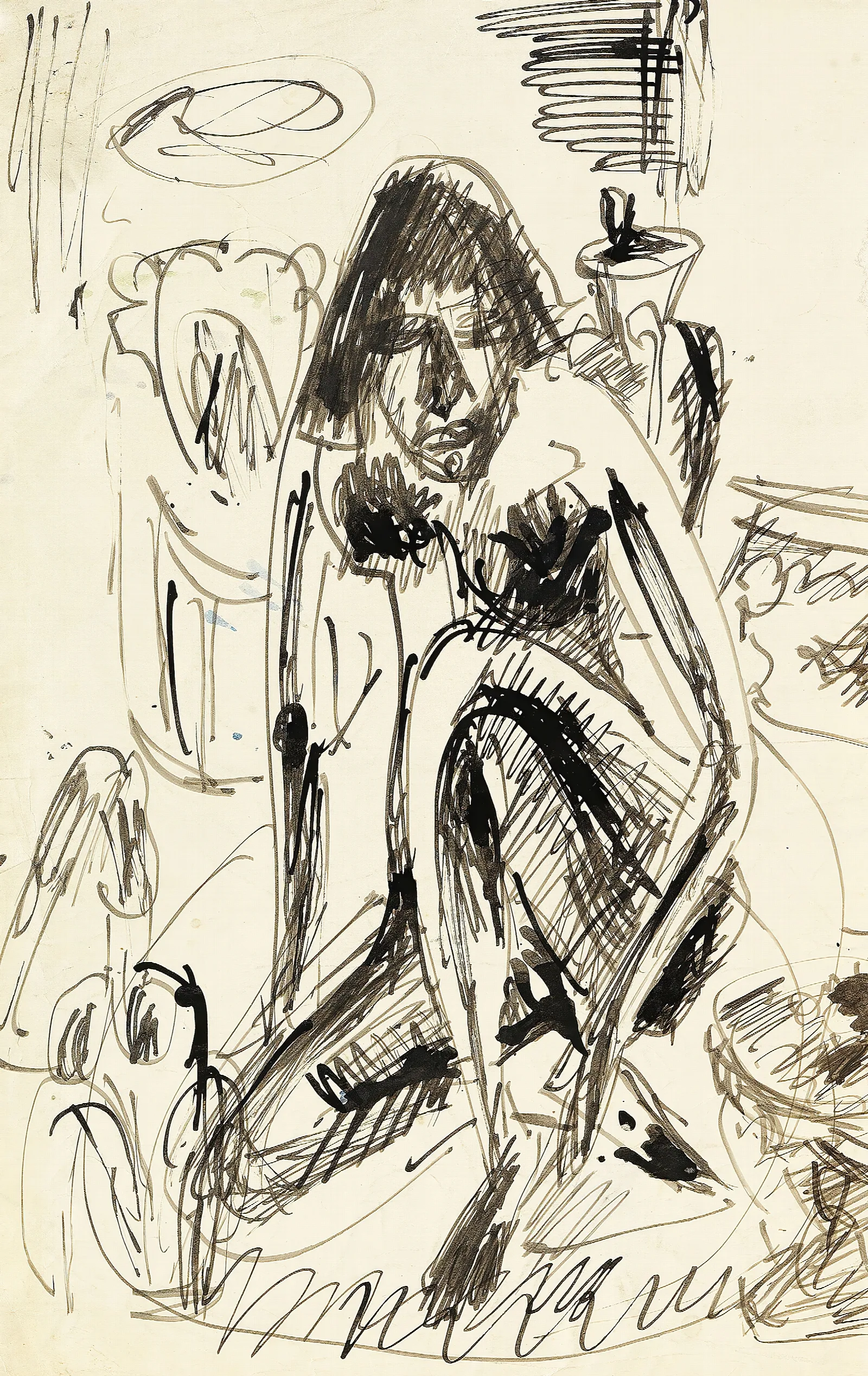 Sitzende Frau Im Tub Wall Art by Ernst Ludwig Kirchner - Canvas Print