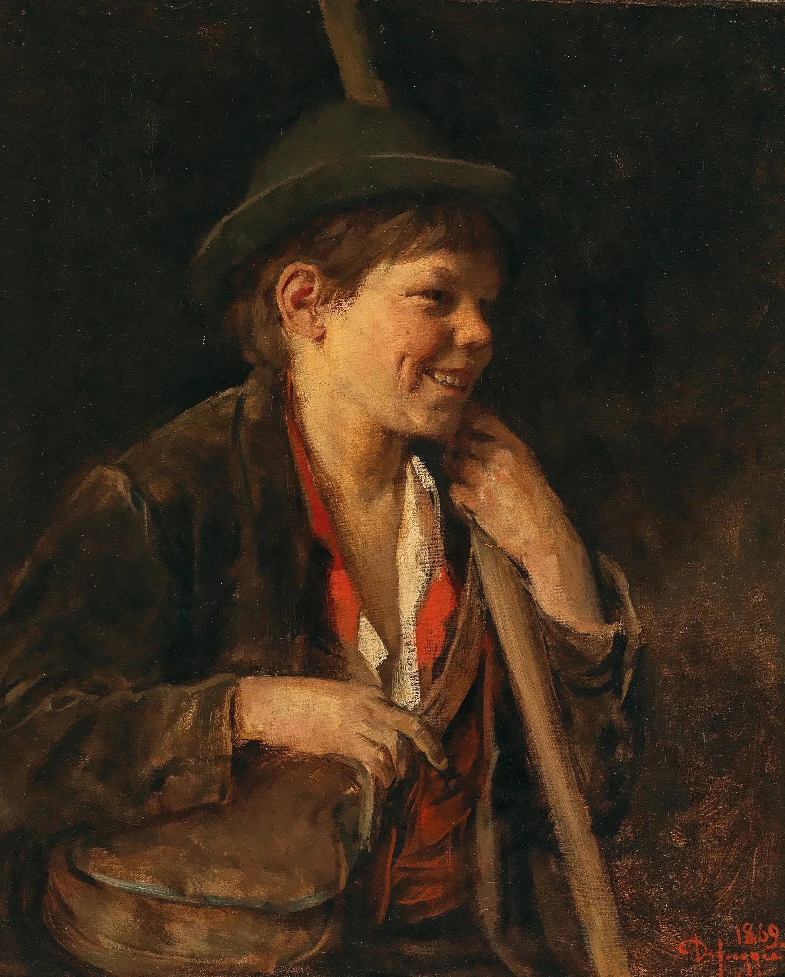 A Tyrolean Shepard Boy Wall Art by Franz von Defregger - Canvas Print