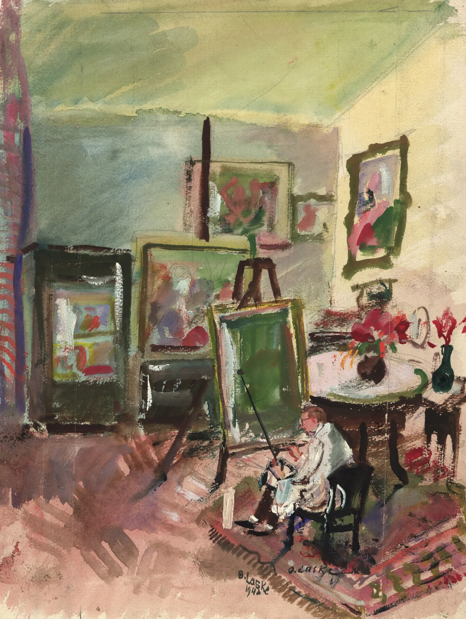 Das Atelier Des Malers Oskar Gawell In Wien Wall Art by Oskar Laske - Canvas Print