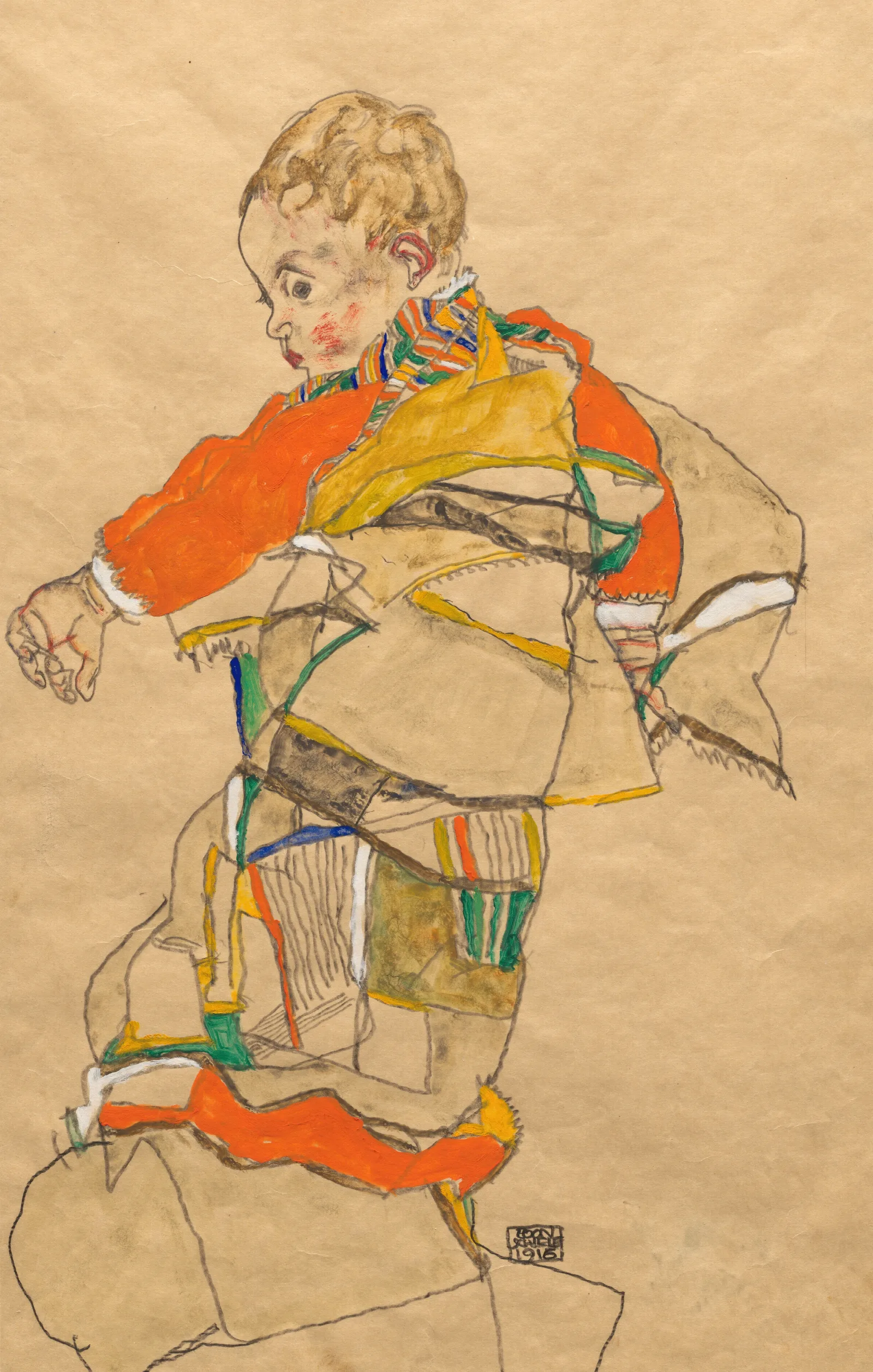 Portrait Of A Child Anton Peschka Jr Wall Art by Egon Schiele - Canvas Print