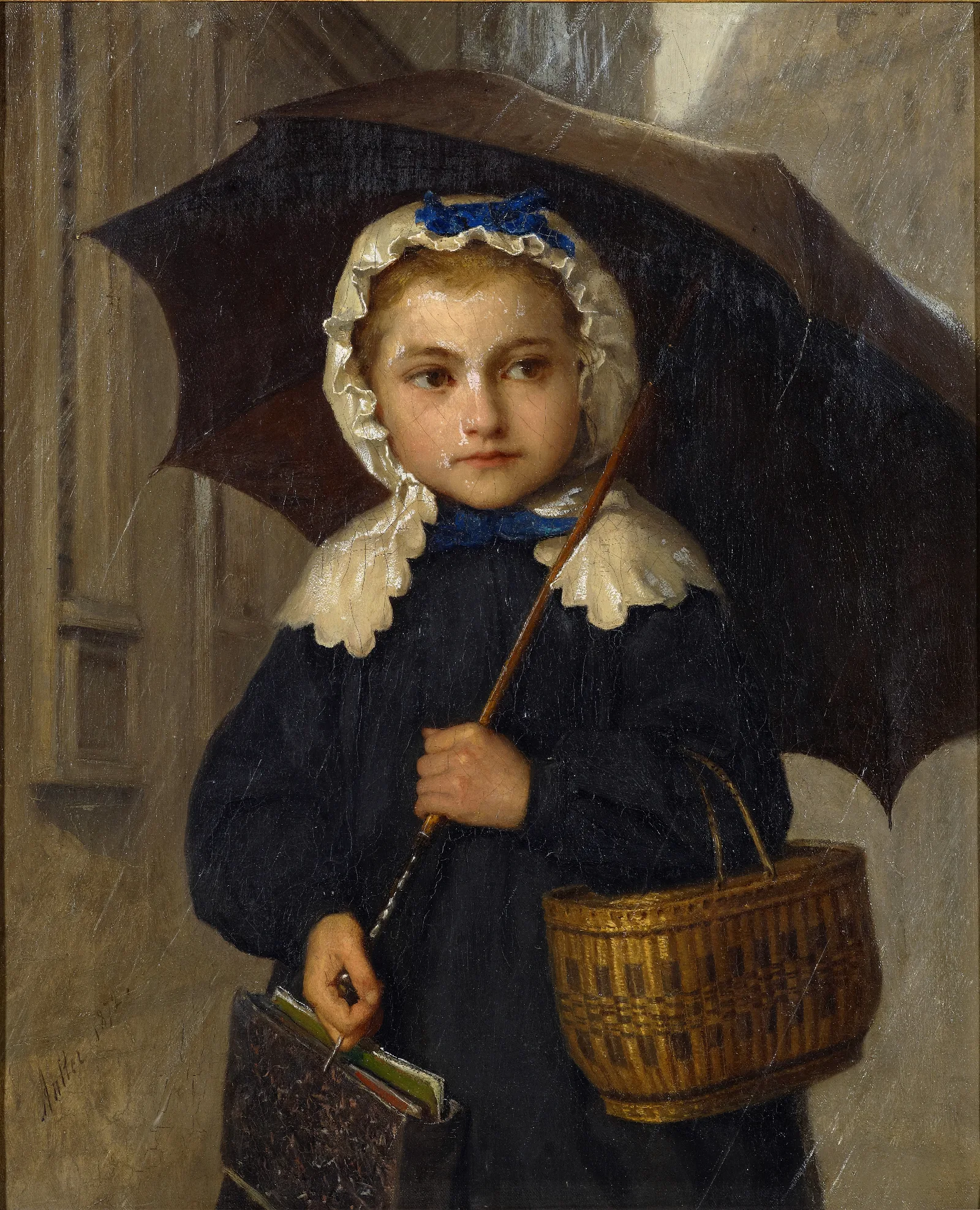 Louise Anker With An Umbrella Wall Art by Albert Anker - Canvas Print