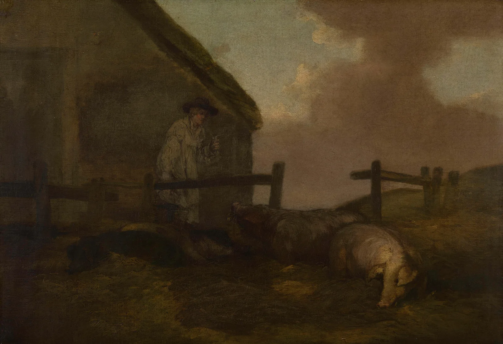 Swineherd Wall Art by George Morland - Canvas Print