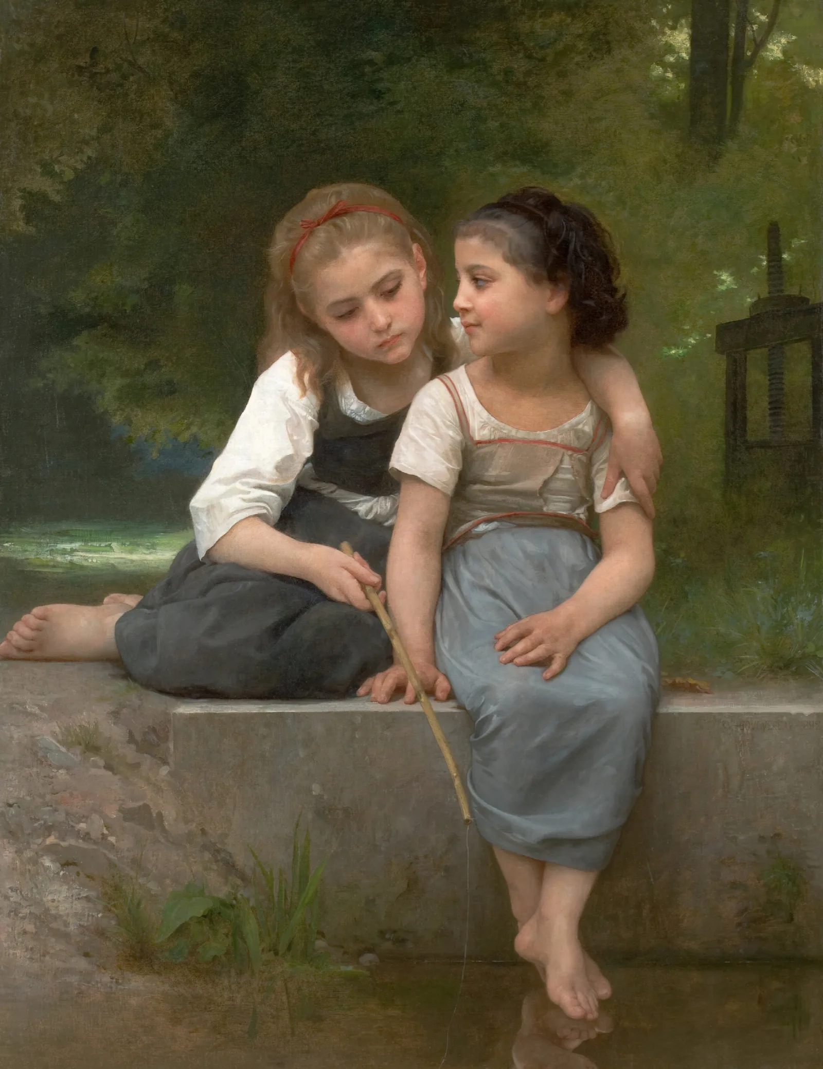 Fishing For Frogs Wall Art by William Bouguereau - Canvas Print