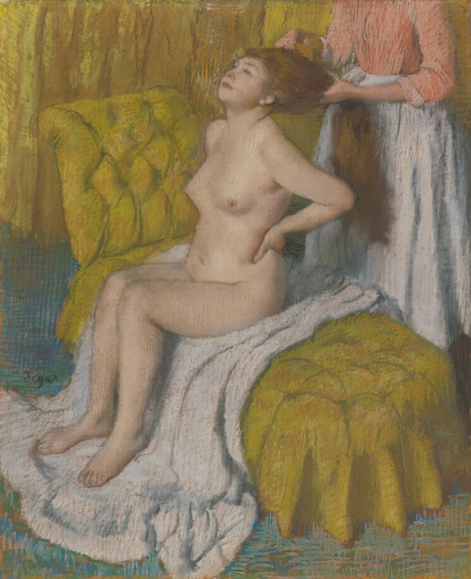 Woman Having Her Hair Combed Wall Art by Edgar Degas - Canvas Print