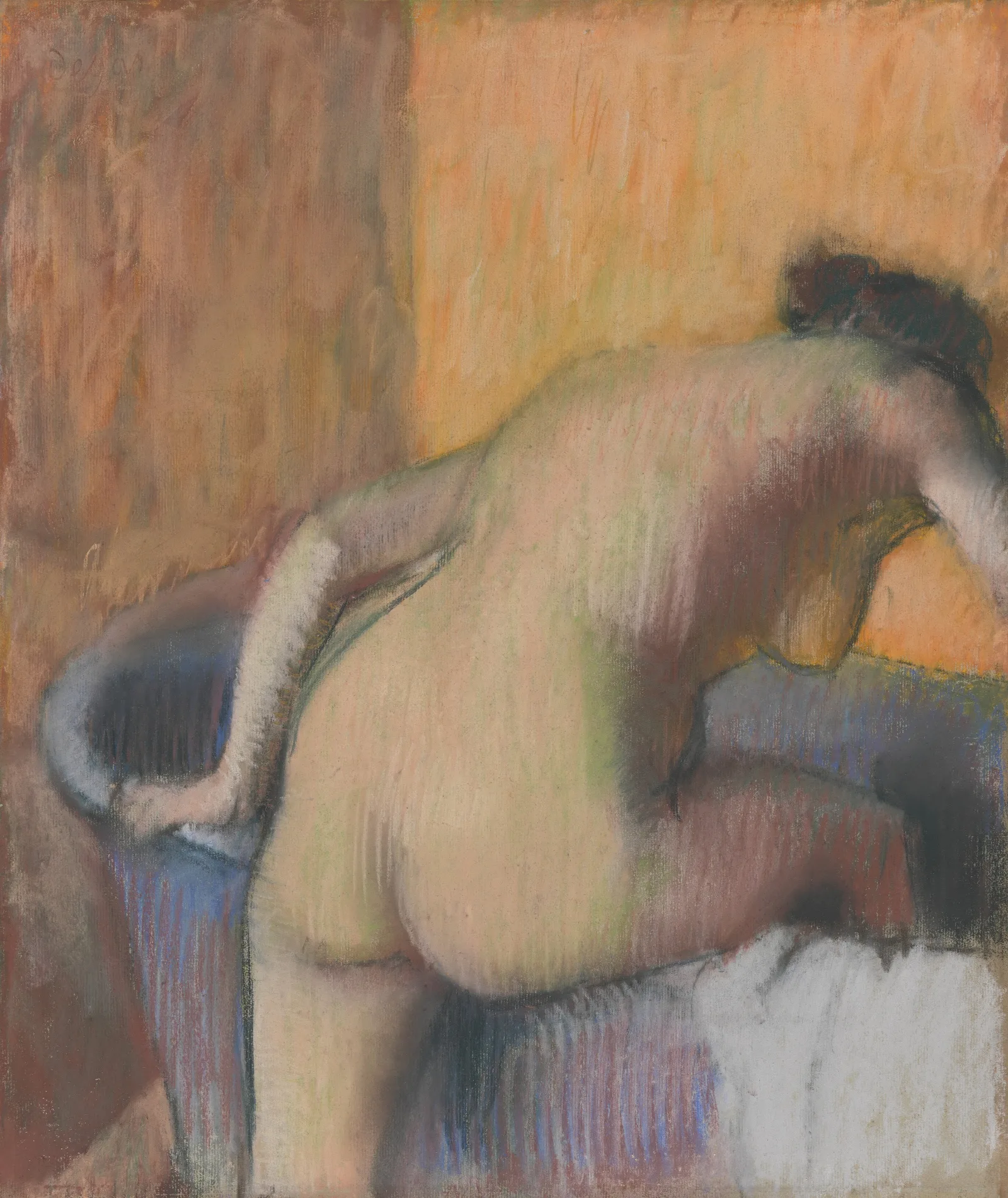 Bather Stepping Into A Tub Wall Art by Edgar Degas - Canvas Print