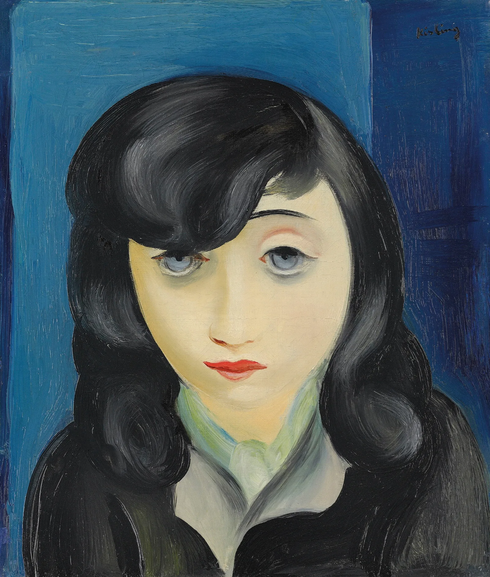 Portrait De Femme A La Frange Wall Art by Moïse Kisling - Canvas Print