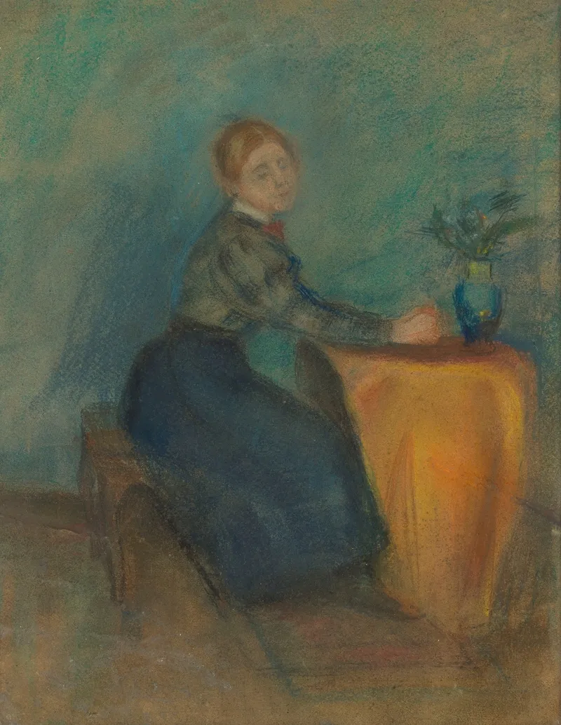 Woman Sitting At A Chart Wall Art by Olga Boznanska - Canvas Print