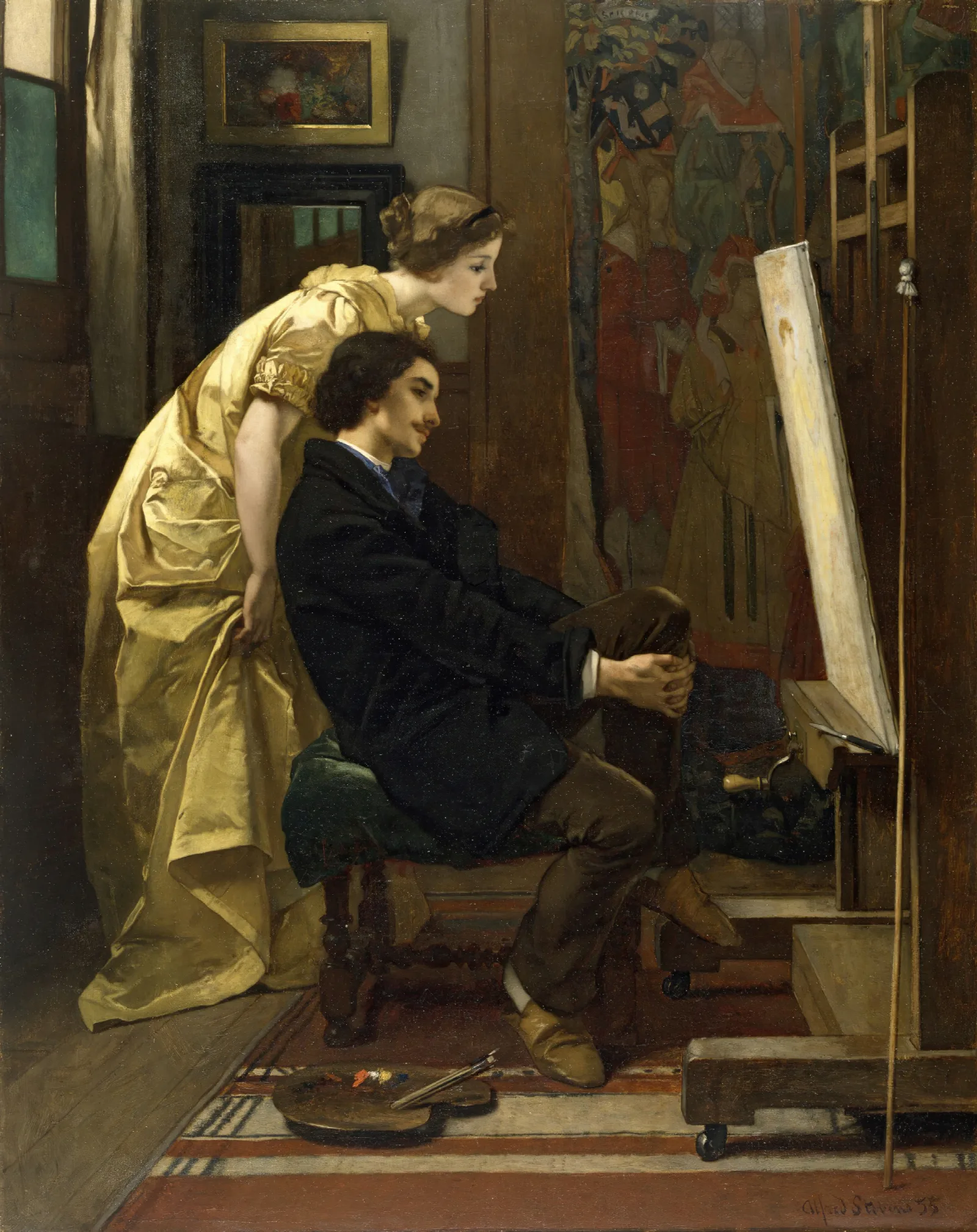 The Painter And His Model Wall Art by Alfred Stevens - Canvas Print