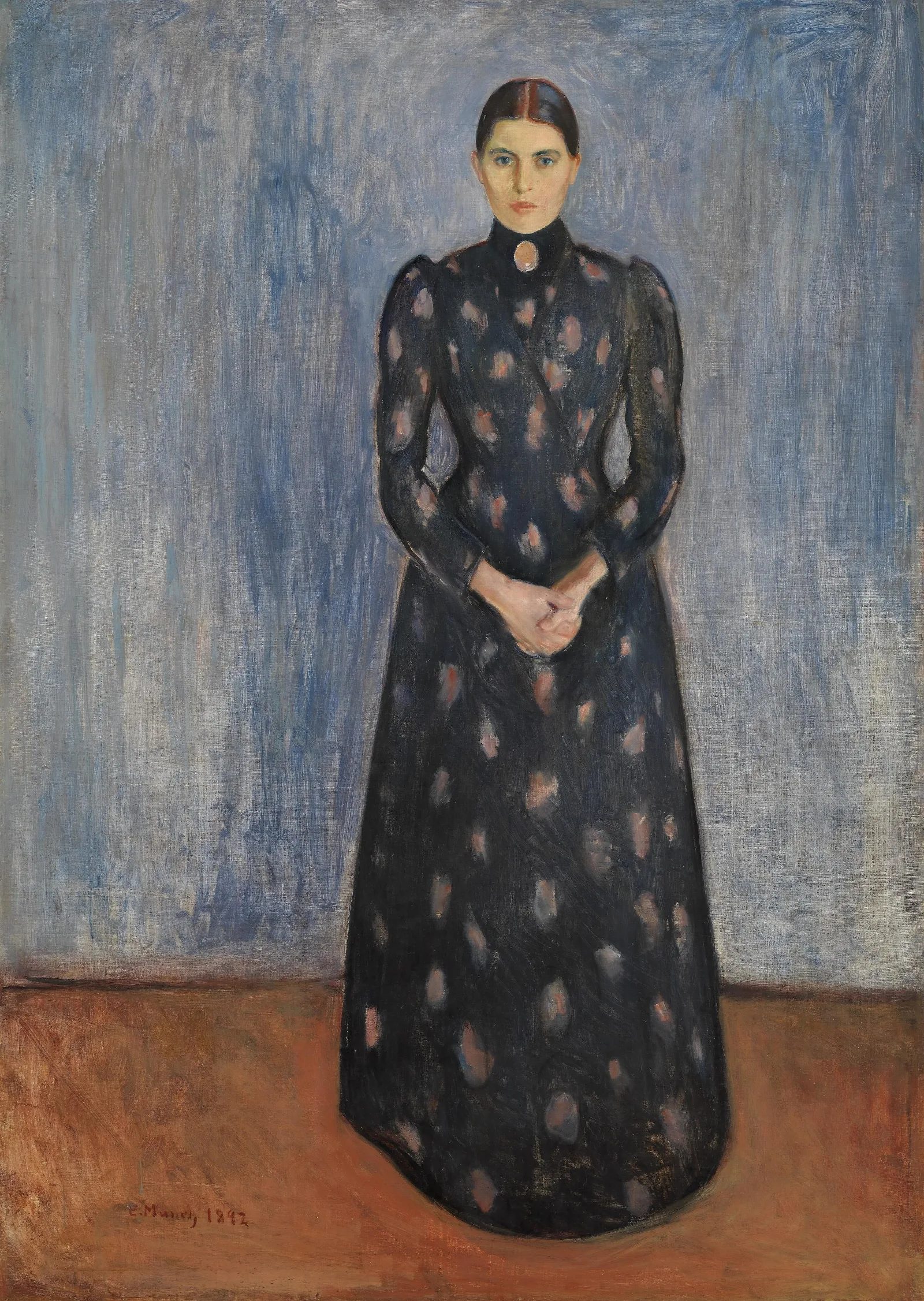 Inger In Black And Violet Wall Art by Edvard Munch - Canvas Print