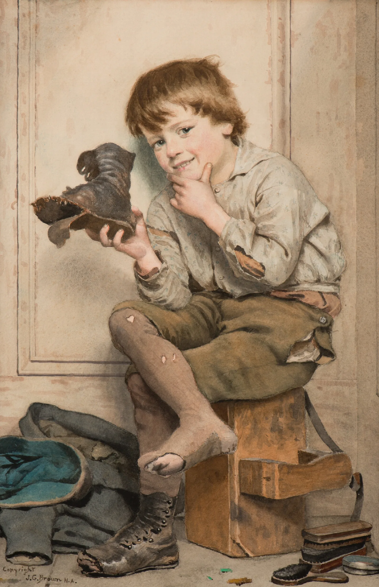 Pegged Out Wall Art by John George Brown - Canvas Print