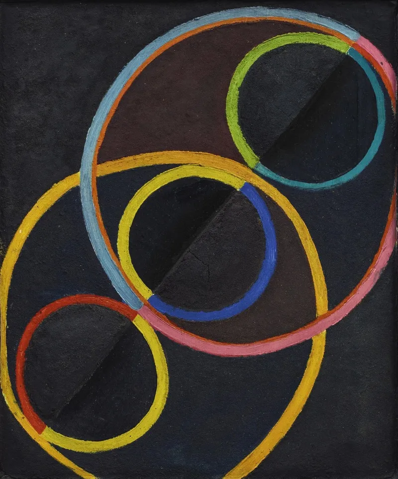 Relief Noir Avec Des Cercles De Couleur Wall Art by Robert Delaunay - Canvas Print