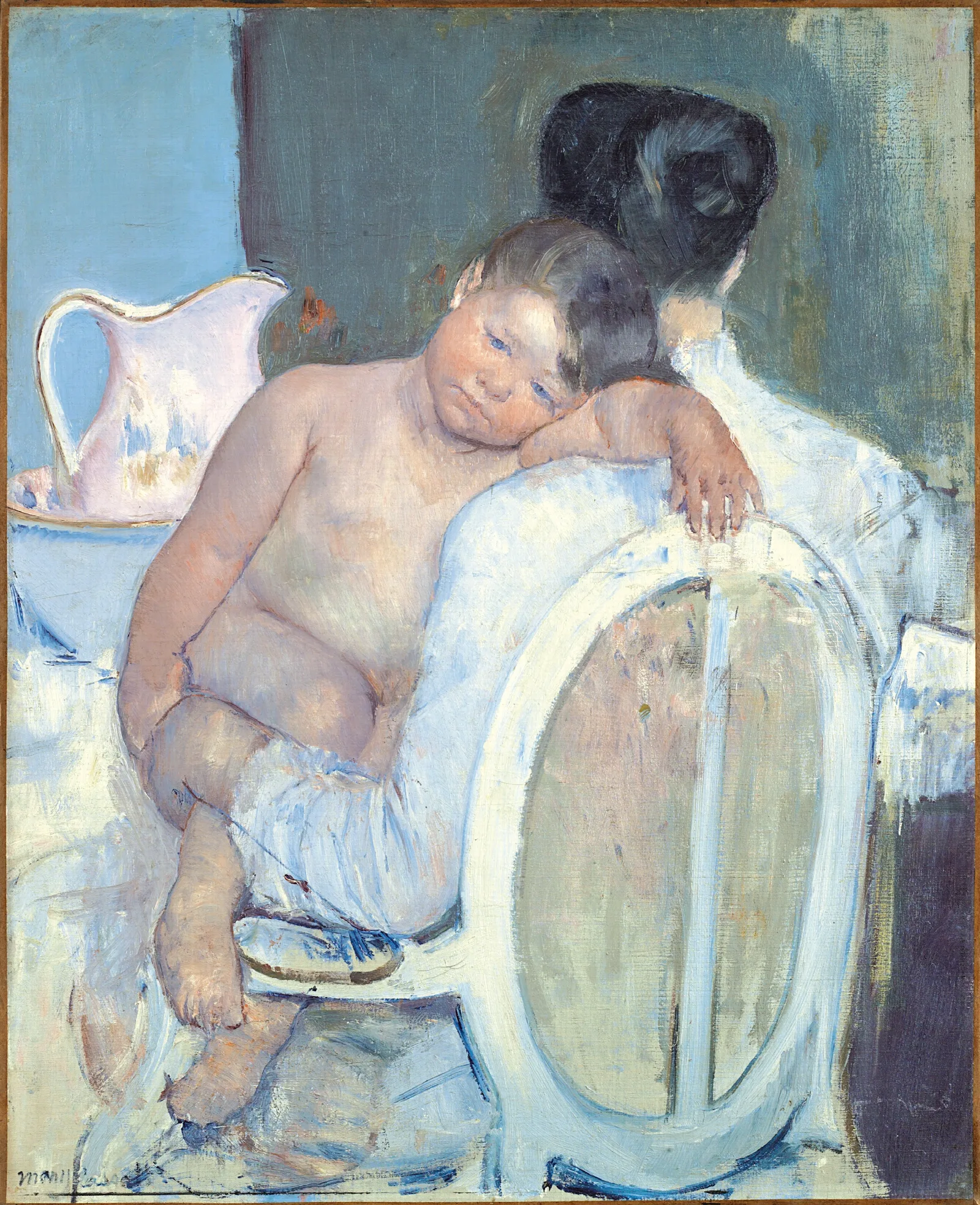 Woman Sitting With A Child In Her Arms Wall Art by Mary Cassatt - Canvas Print