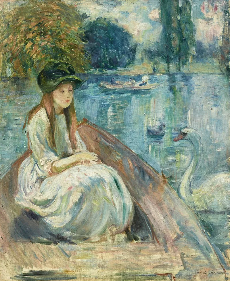 Jeanne Fourmanoir Sur Le Lac Wall Art by Berthe Morisot - Canvas Print