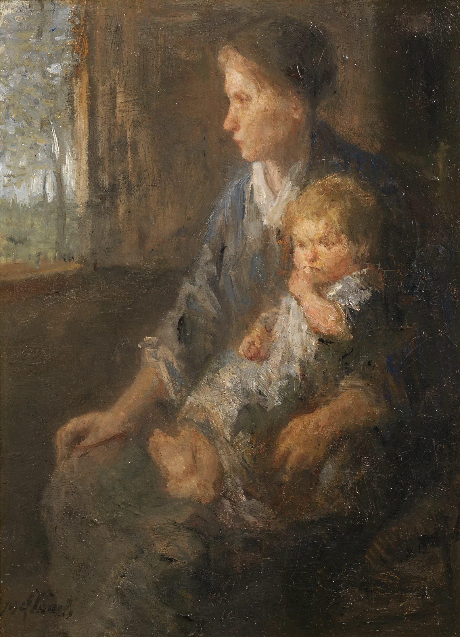 Op Moeders Schoot Wall Art by Jozef Israëls - Canvas Print
