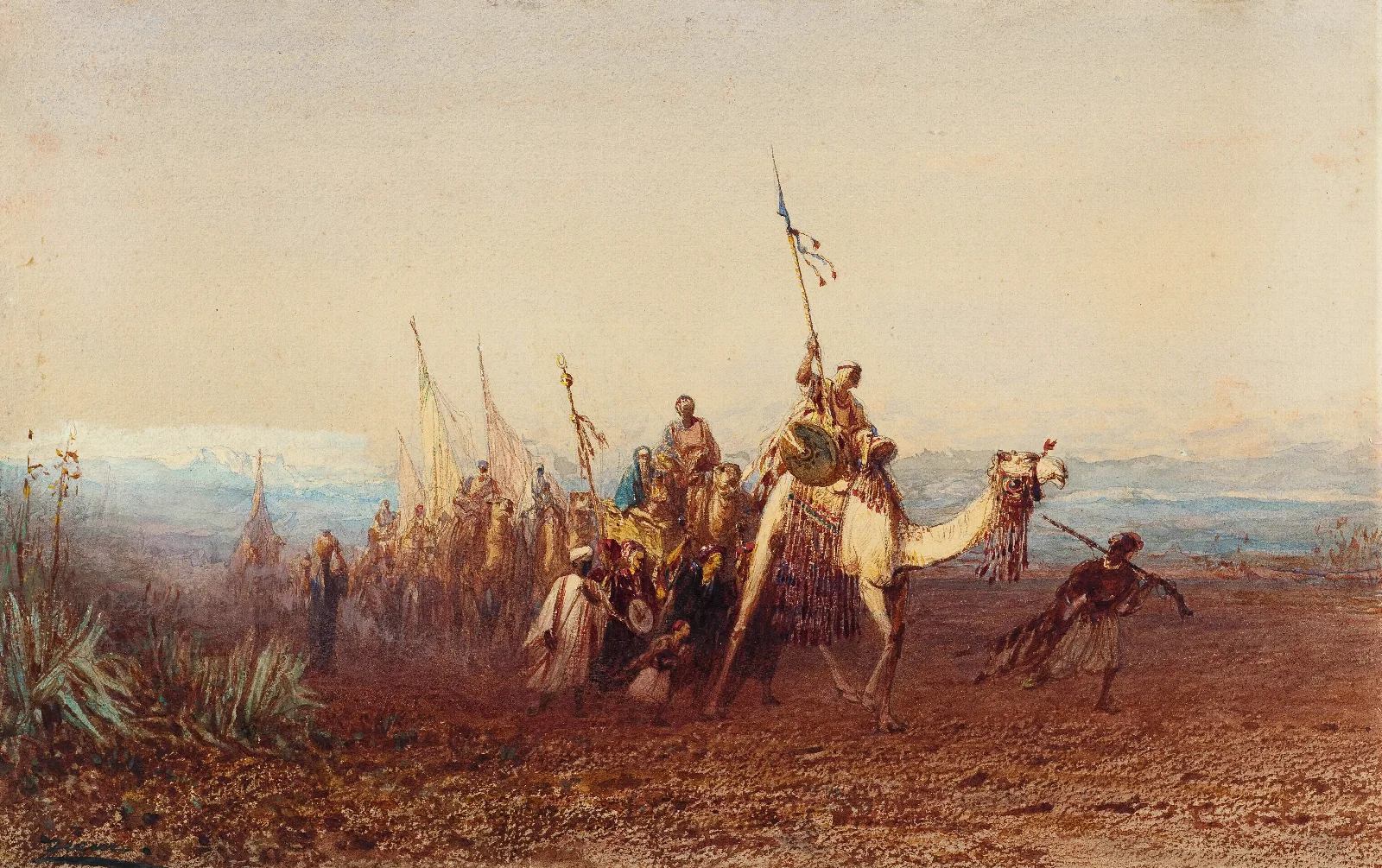 Vers Le Caire La Caravane Wall Art by Félix Ziem - Canvas Print