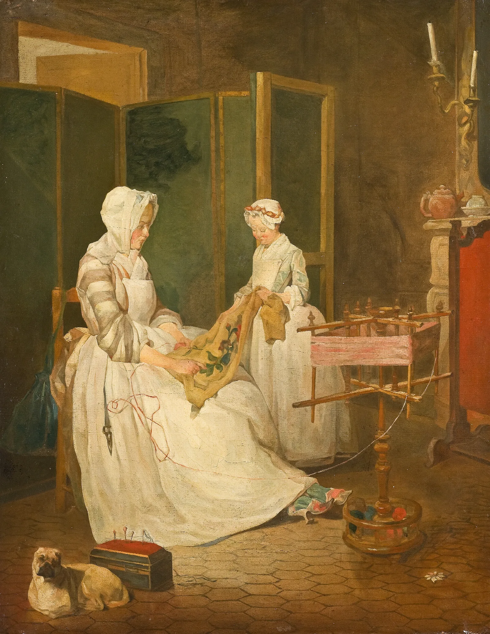 The Diligent Mother Wall Art by Jean Siméon Chardin - Canvas Print