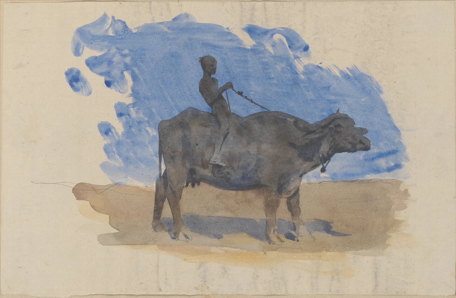 Boy On Water Buffalo Wall Art by John Singer Sargent - Canvas Print