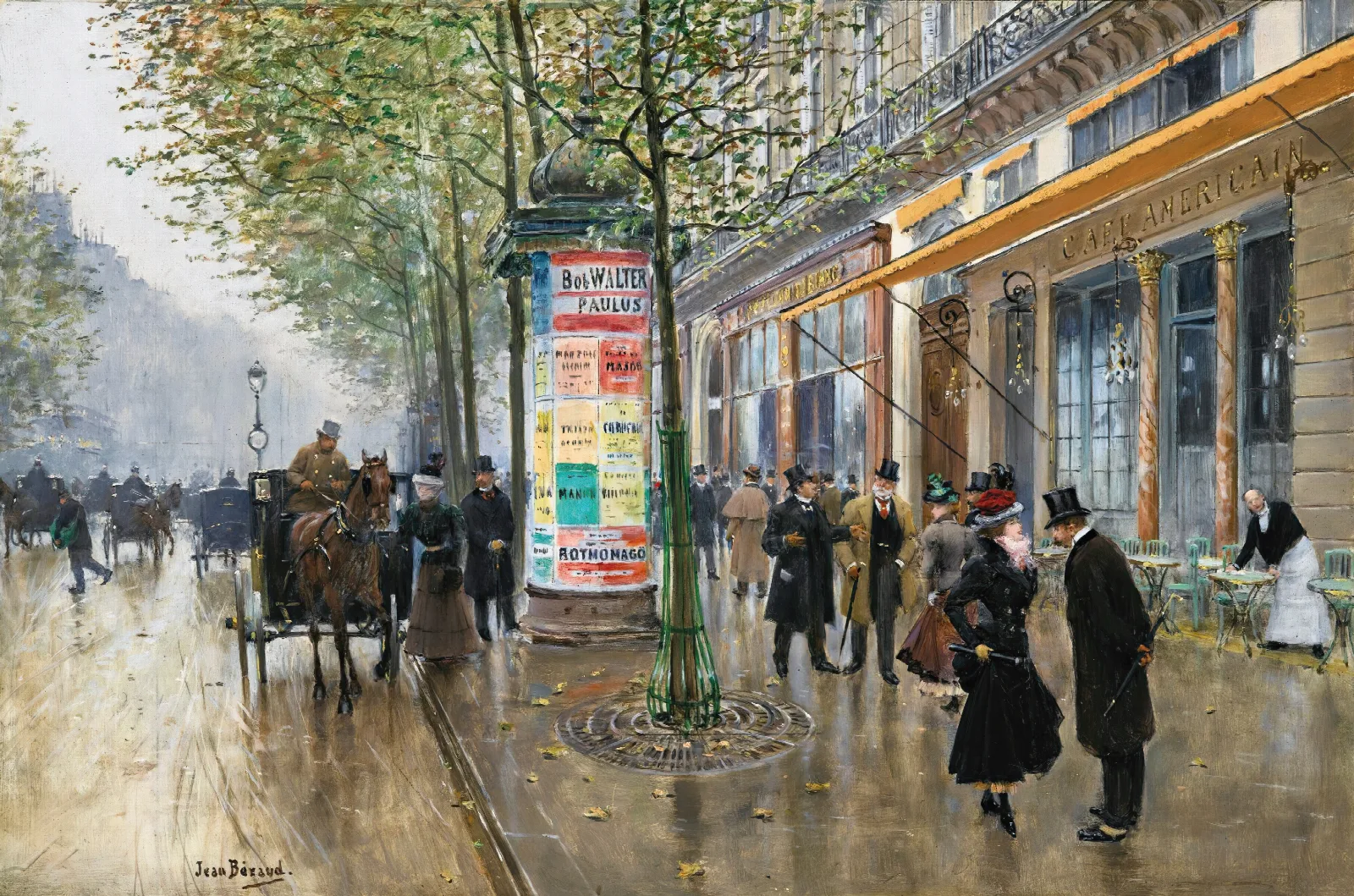 Les Grands Boulevards Cafe Americain Wall Art by Jean Béraud - Canvas Print