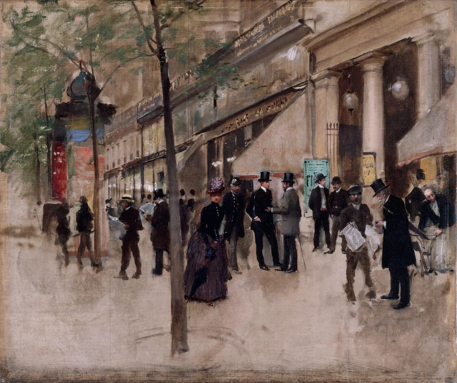 Le Boulevard Montmartre Devant Le Theatre Des Varietes Lapres Midi Wall Art by Jean Béraud - Canvas Print