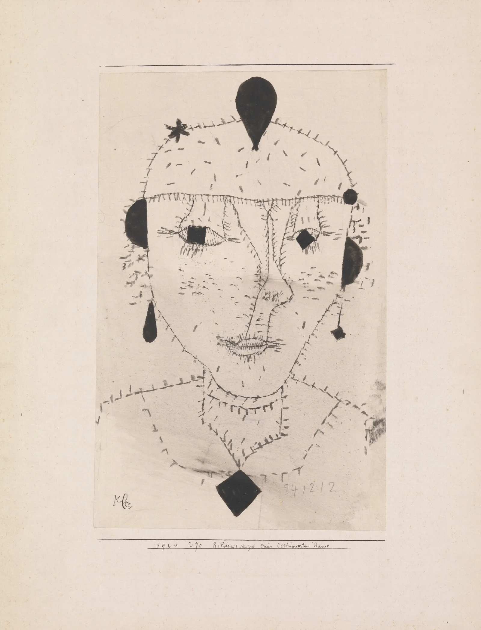 Portrait Sketch Of A Costumed Lady Wall Art by Paul Klee - Canvas Print