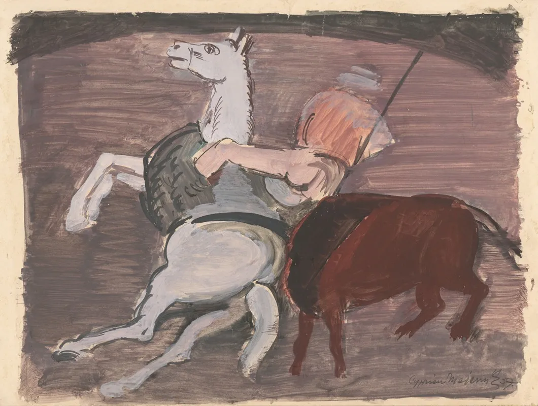 Bull Fight Wall Art by Cyprián Majerník - Canvas Print