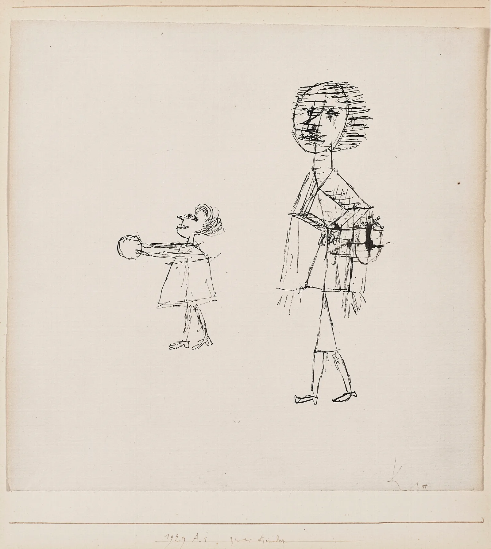 Zwei Kinder Wall Art by Paul Klee - Canvas Print