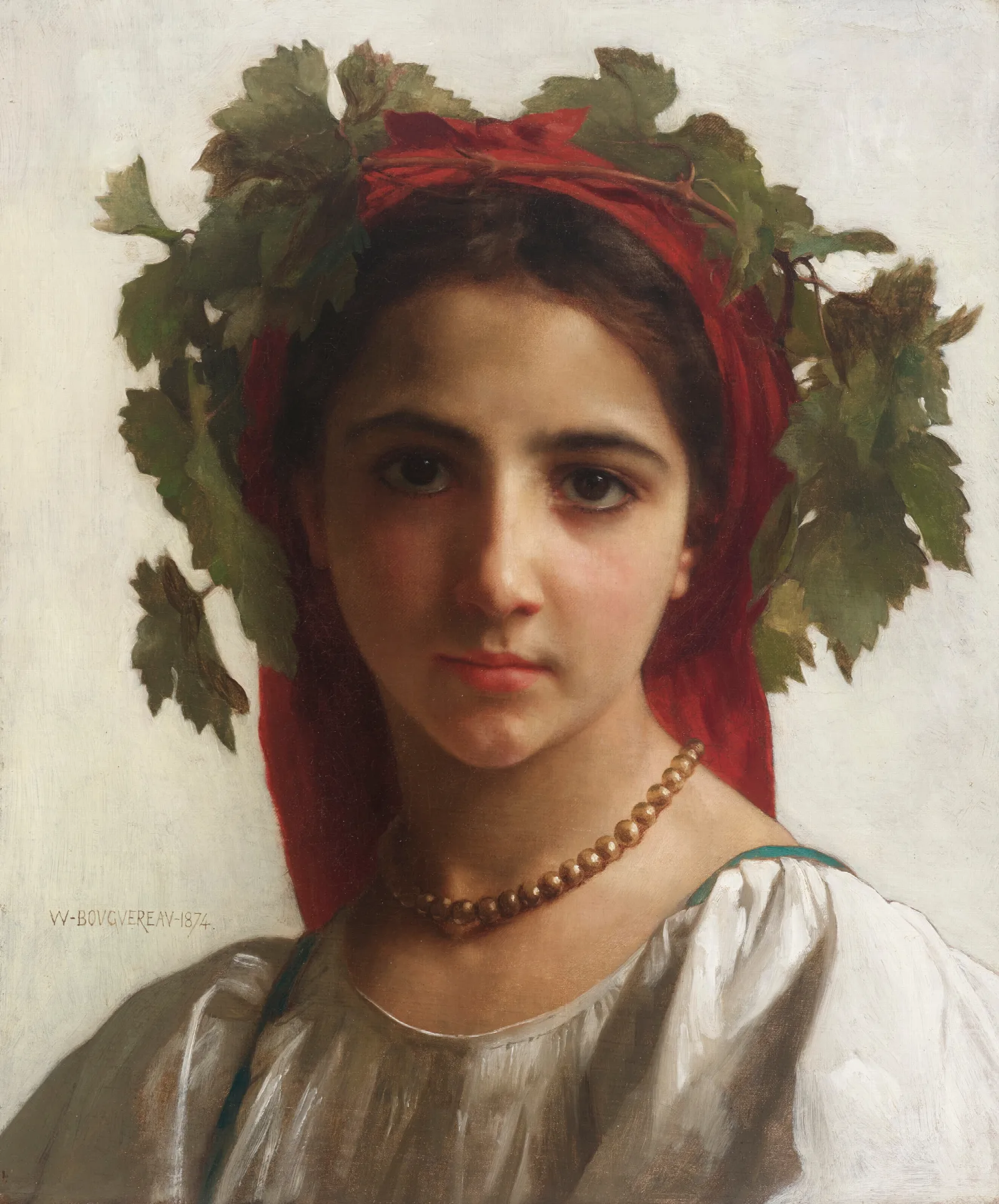 Jeune Fille Couronnee De Pampres Wall Art by William Bouguereau - Canvas Print
