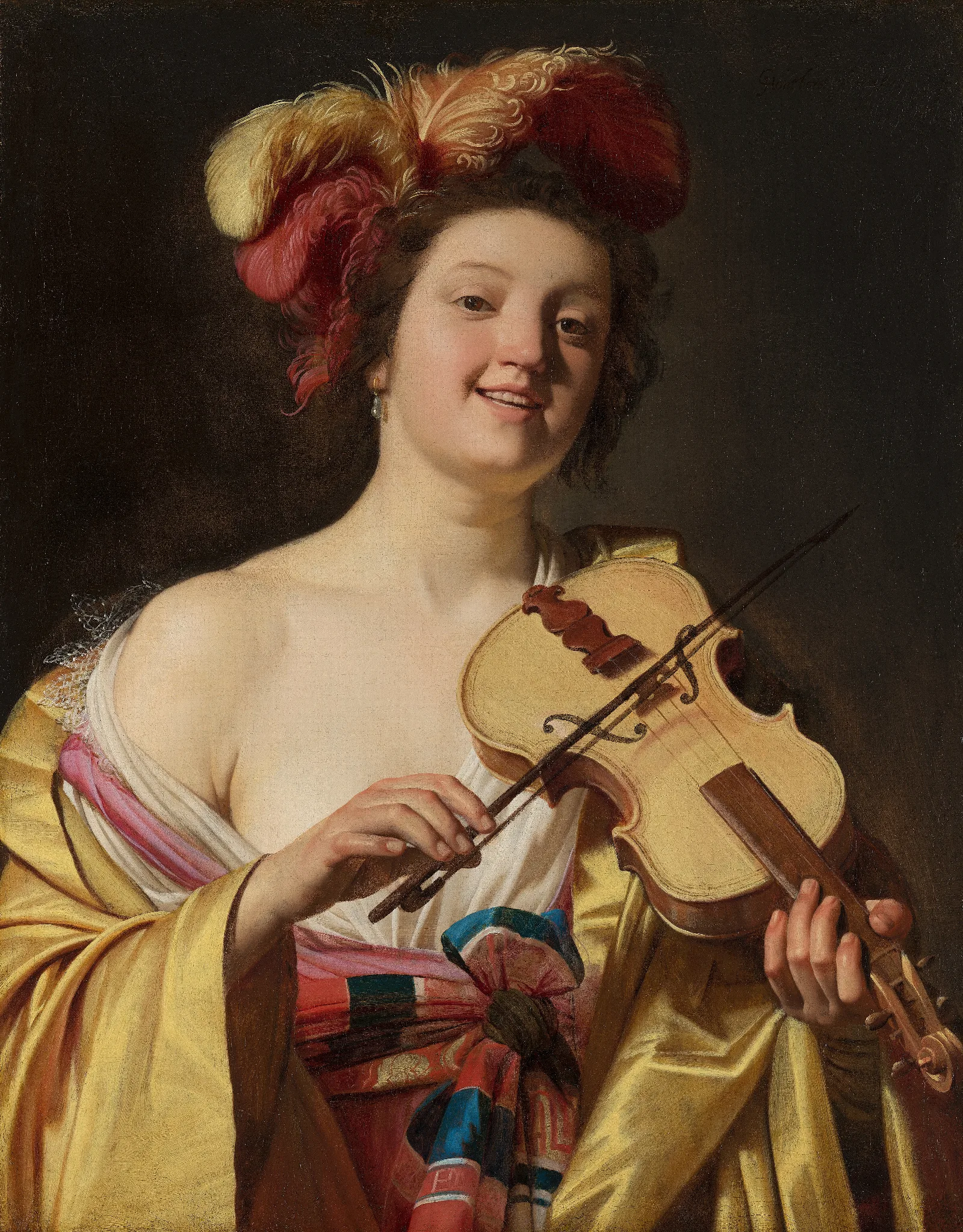 The Violin Player Wall Art by Gerard van Honthorst - Canvas Print