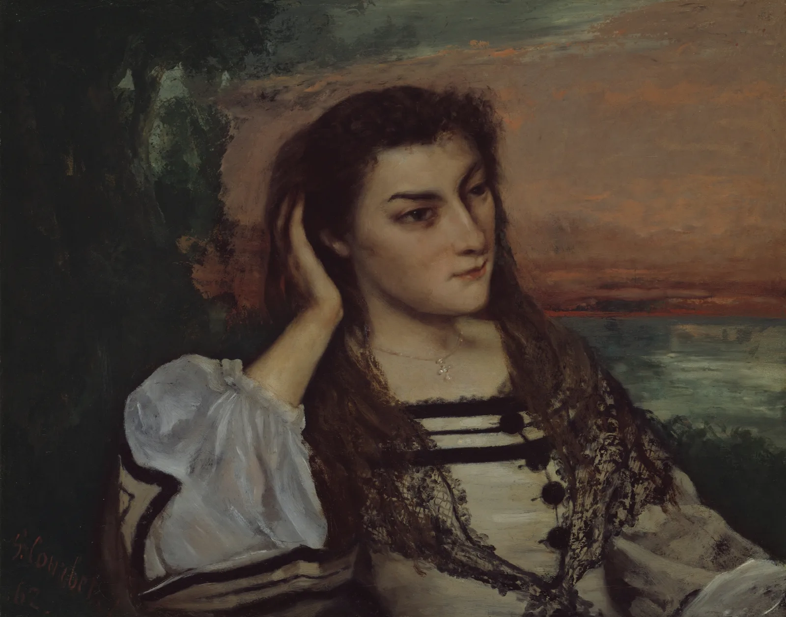 Reverie Portrait Of Gabrielle Borreau Wall Art by Gustave Courbet - Canvas Print