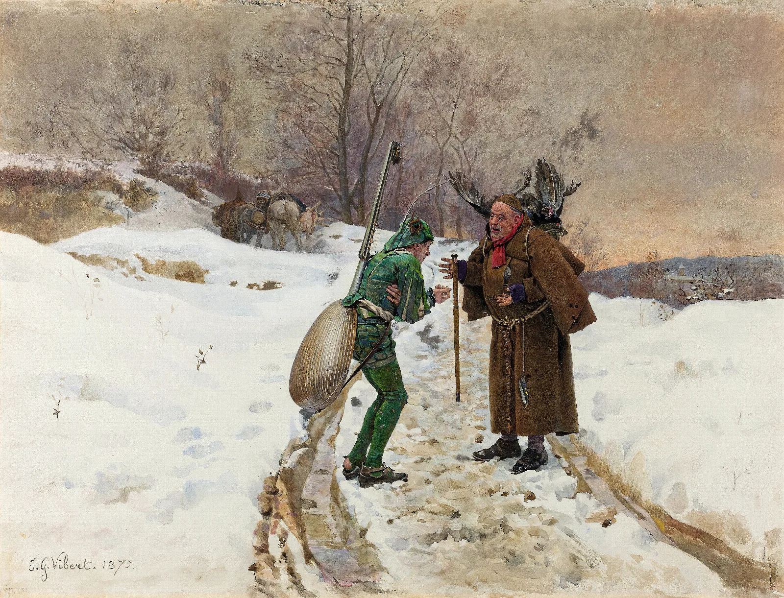 The Ant And The Grasshopper Wall Art by Jehan Georges Vibert - Canvas Print