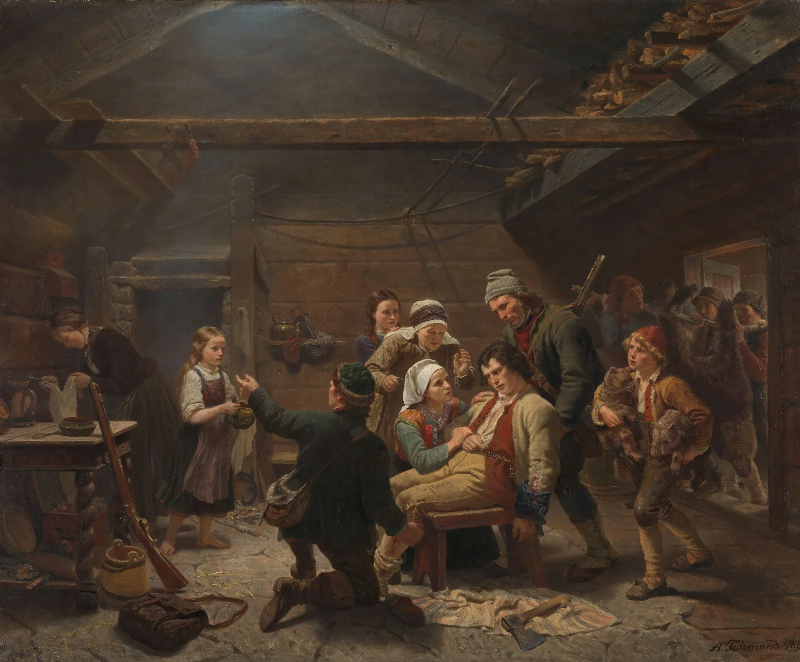The Return Of The Bear Hunter Wall Art by Adolph Tidemand - Canvas Print