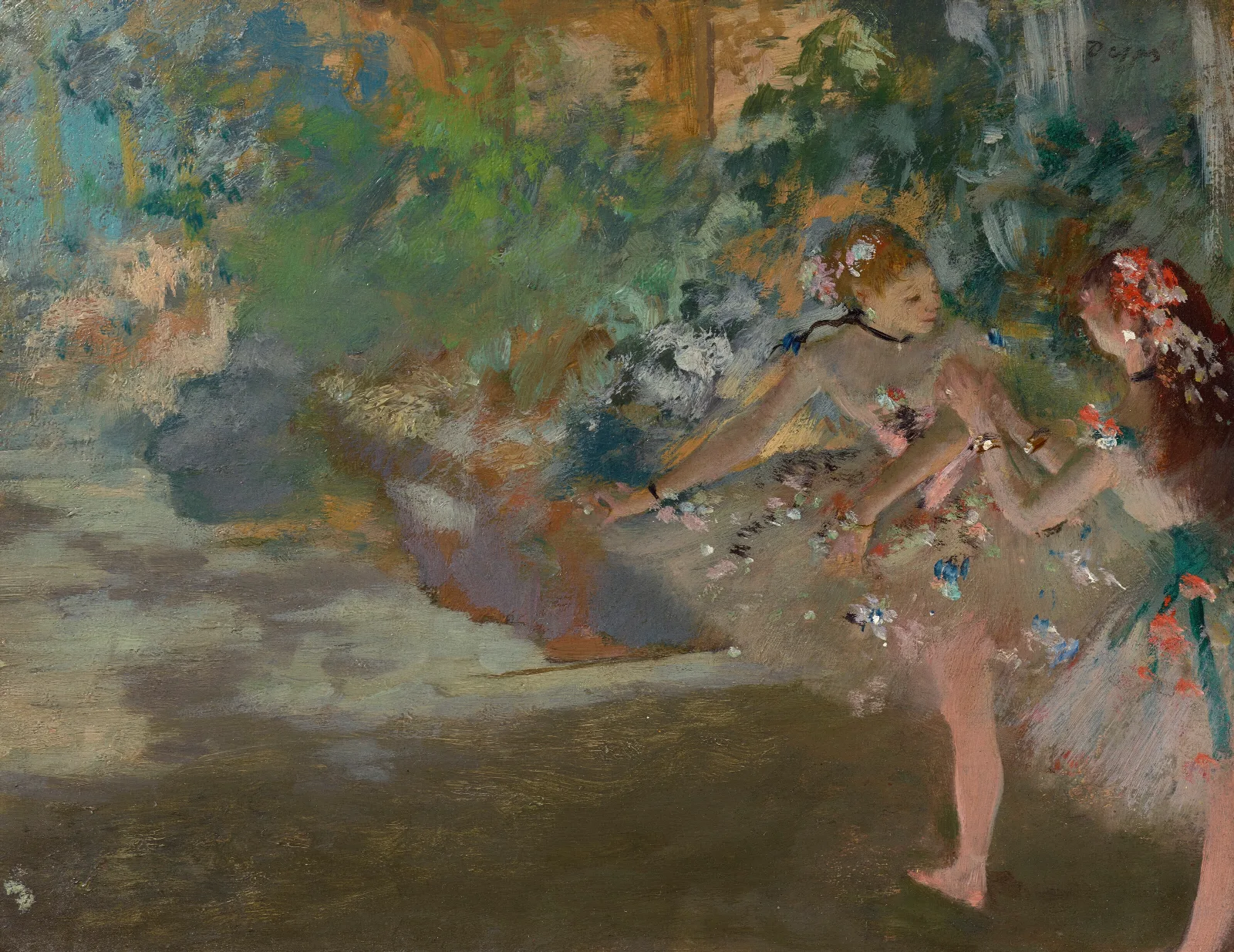 Deux Danseuses Sur La Scene Wall Art by Edgar Degas - Canvas Print