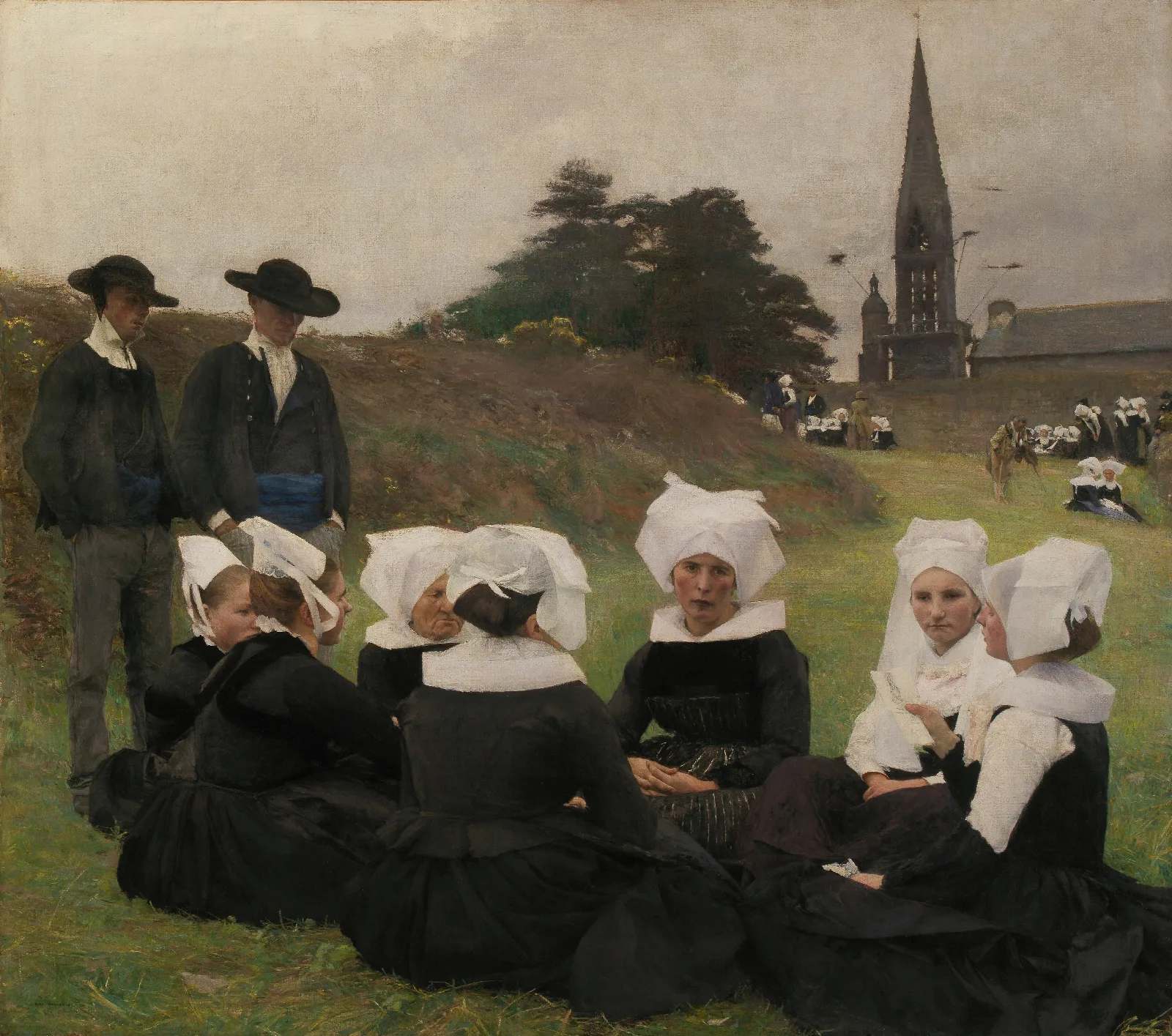 Breton Women At A Pardon Wall Art by Pascal-Adolphe-Jean Dagnan-Bouveret - Canvas Print