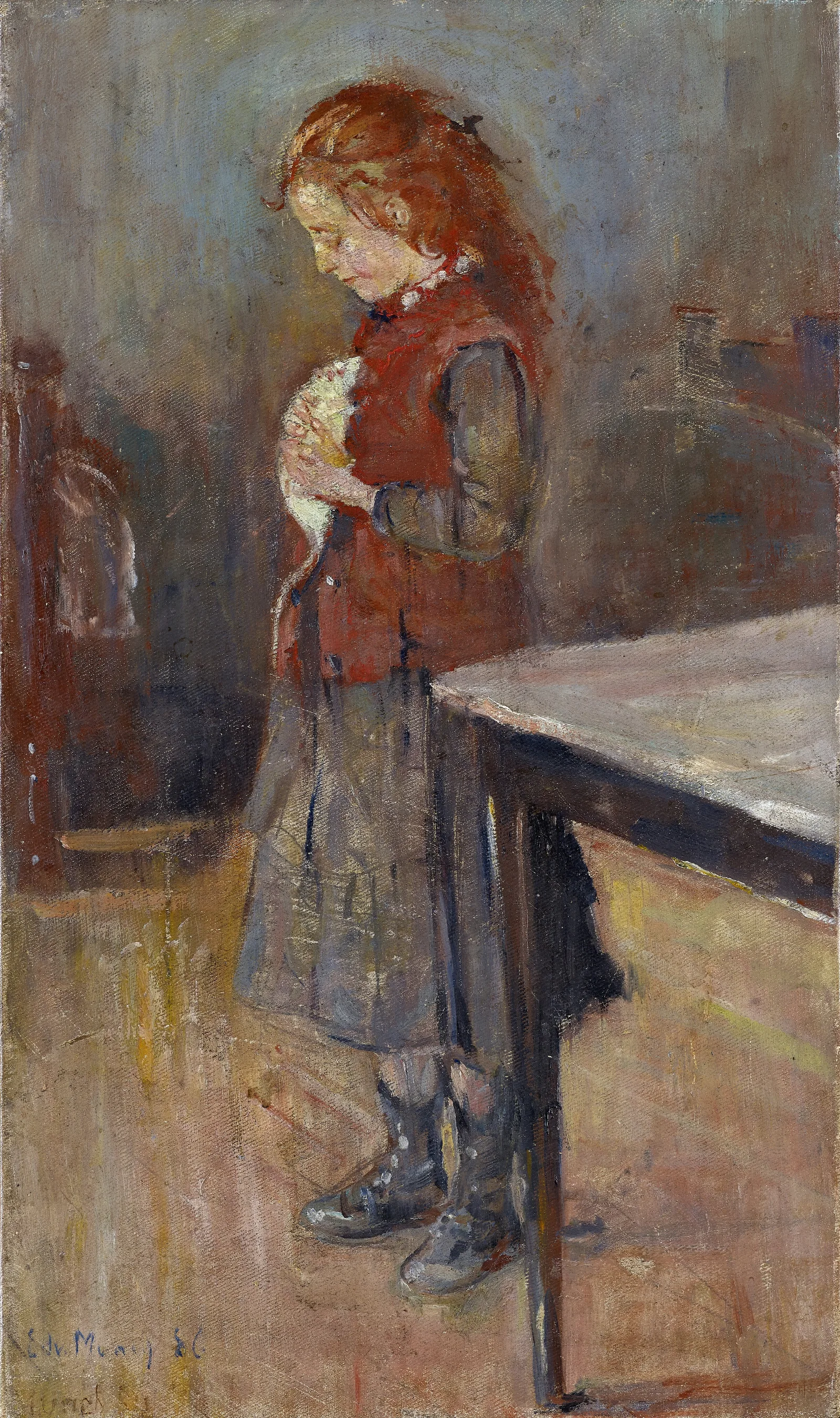 Redhaired Girl With White Rat Wall Art by Edvard Munch - Canvas Print