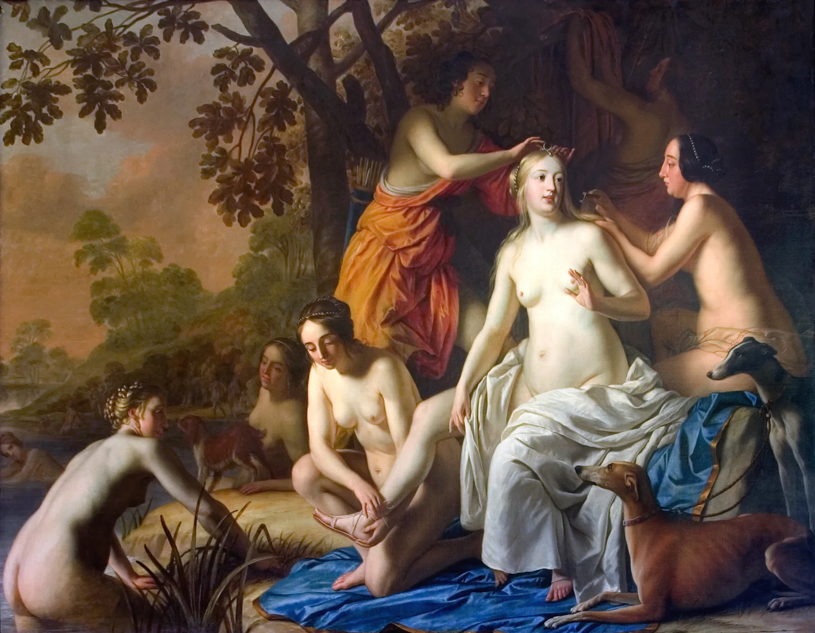Diana With Her Nymphs Wall Art by Gerard van Honthorst - Canvas Print