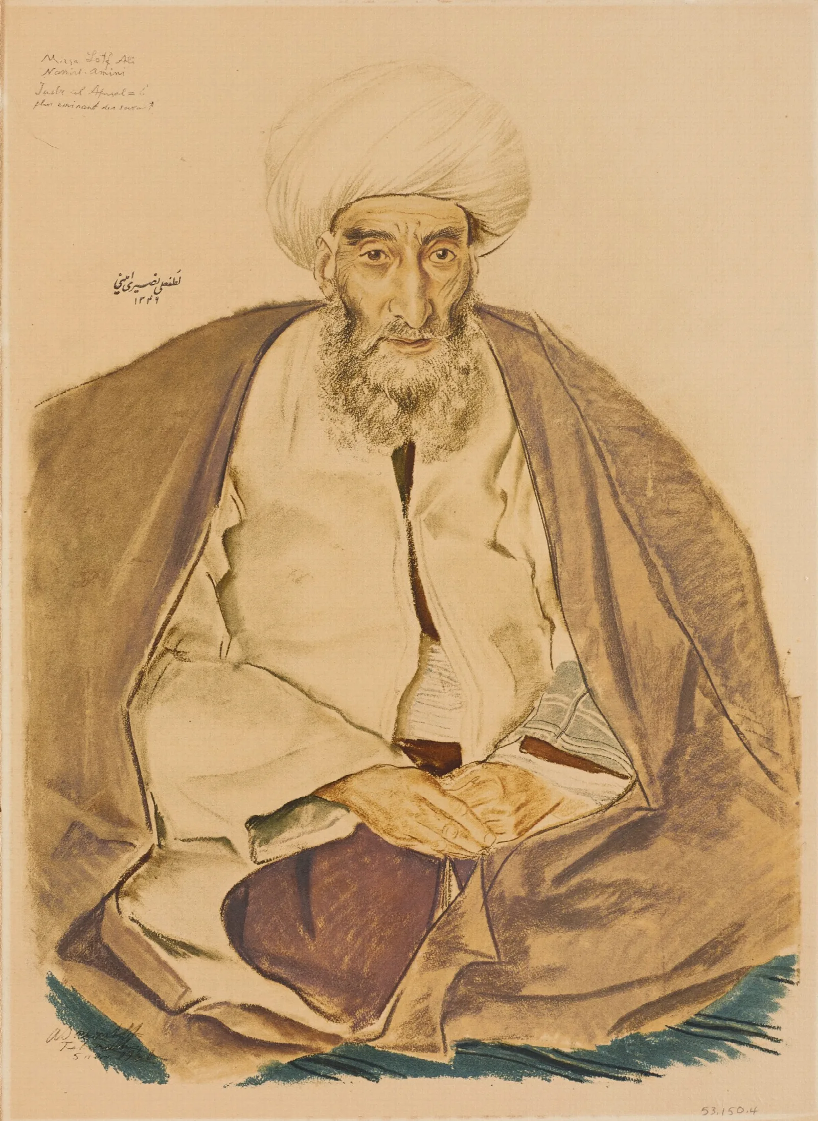 Mirza Lotf Ali Lettre Persan Teheran Wall Art by Alexandre Jacovleff - Canvas Print
