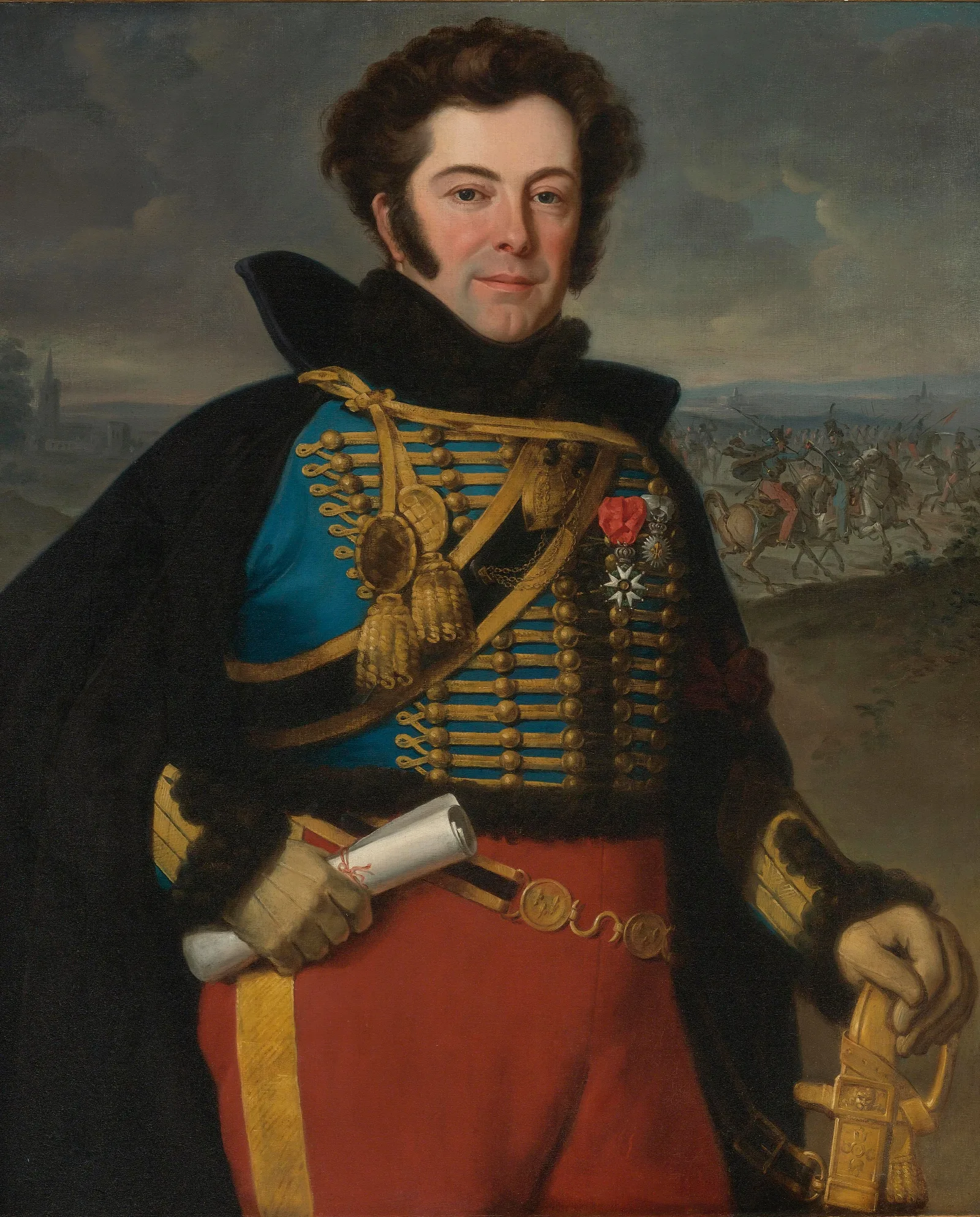 Portrait Of Colonel Auguste Frederic Bon Amour Marquis De Talhouet Wall Art by Horace Vernet - Canvas Print