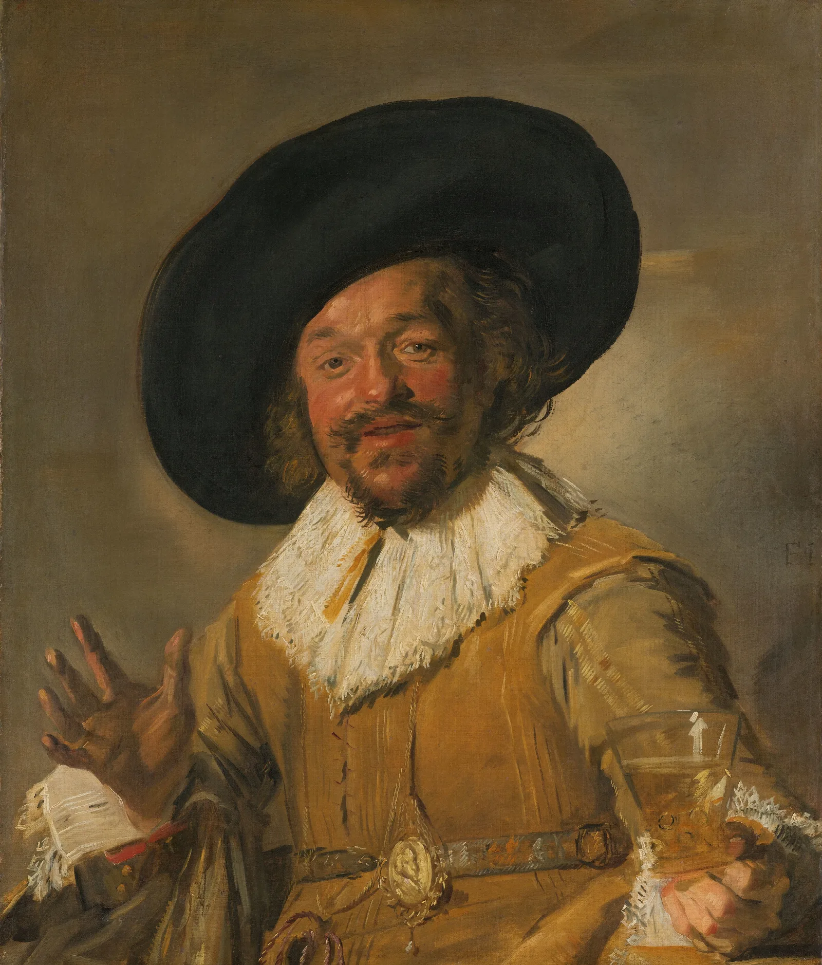 A Militiaman Holding A Berkemeyer Known As The Merry Drinker Wall Art by Frans Hals - Canvas Print