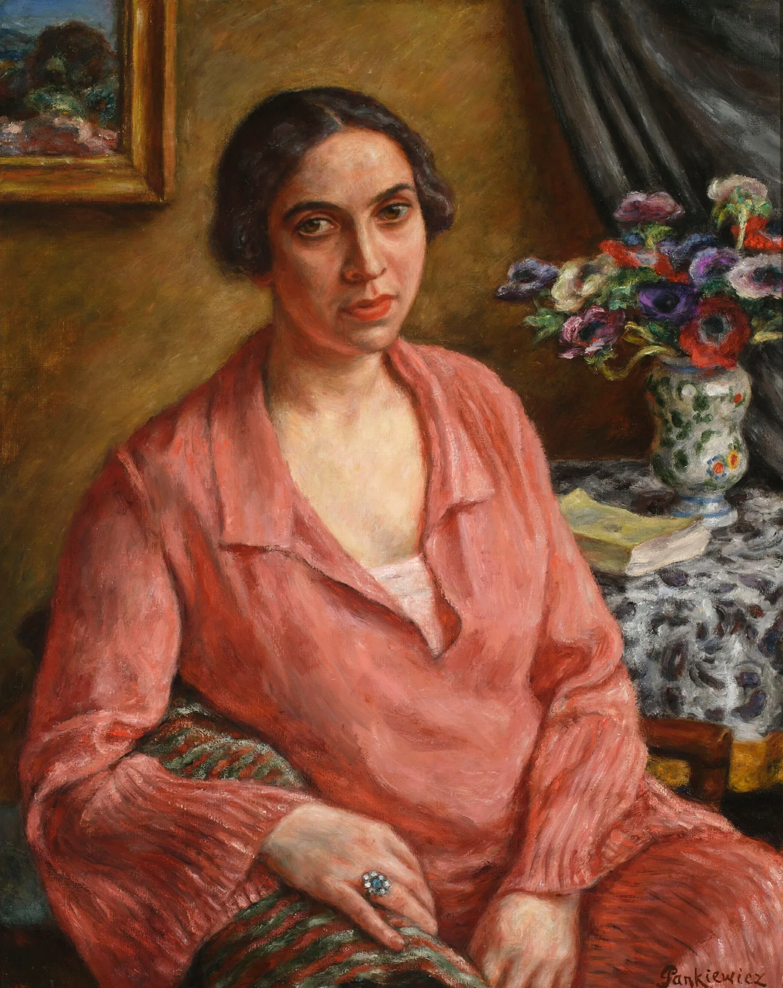 Portrait Of Maria Prochaska 2 Wall Art by Józef Pankiewicz - Canvas Print