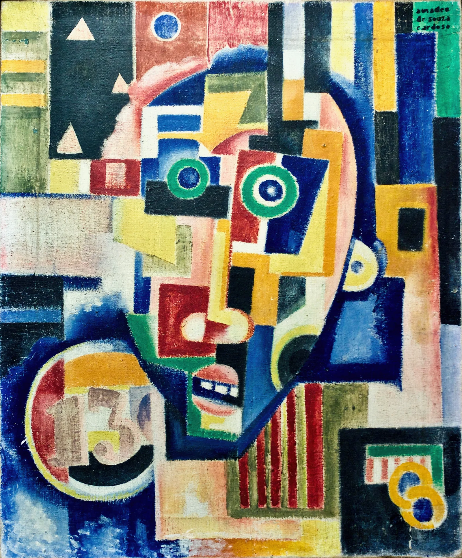 Promontory Head Indigo Seas Of Ossian Rose Orange Wall Art by Amadeo de Souza-Cardoso - Canvas Print