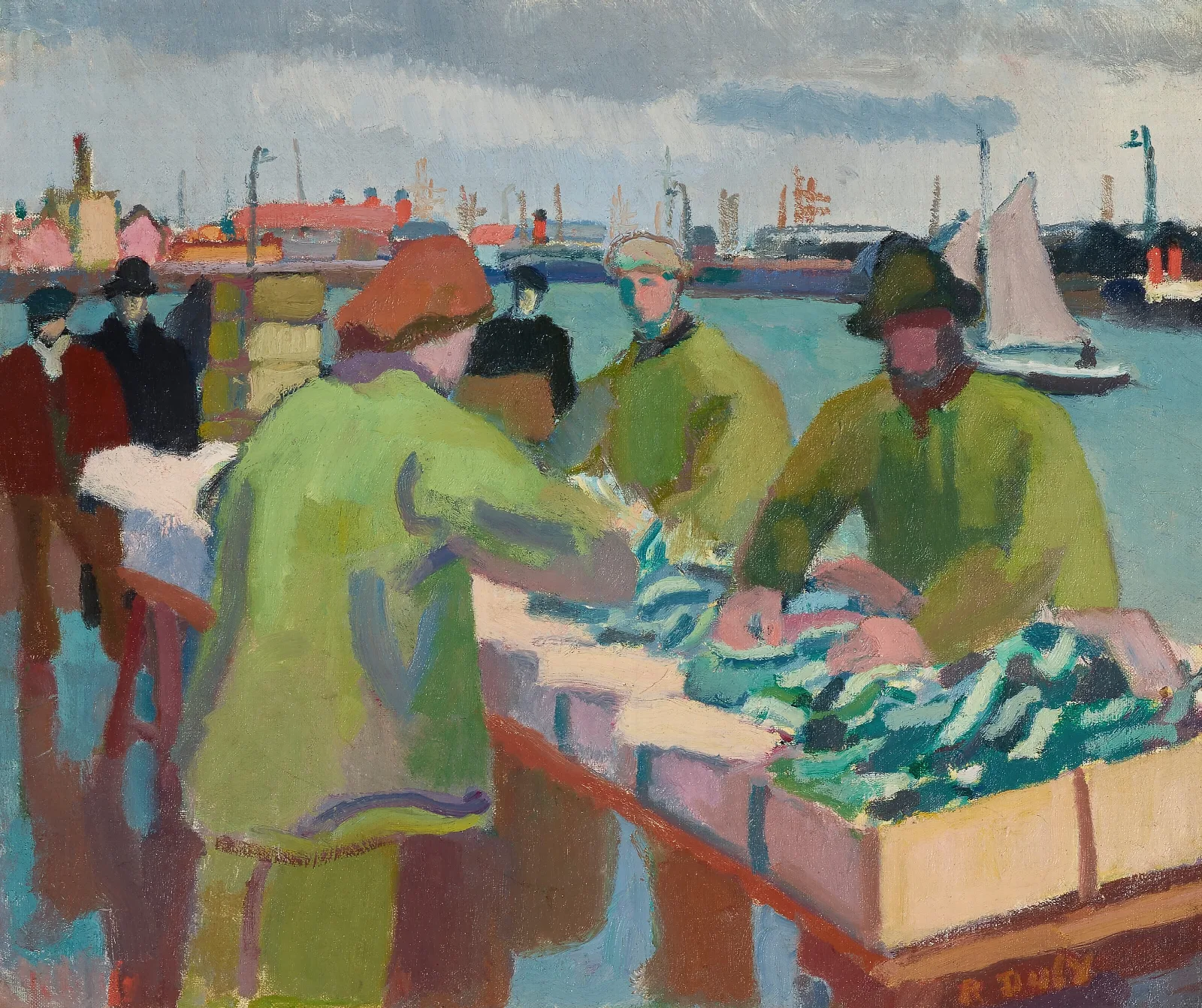 Le Marche Aux Poissons Wall Art by Raoul Dufy - Canvas Print