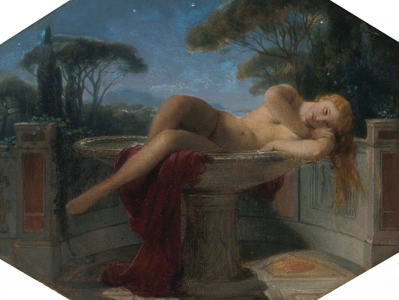 Jeune Fille Dans Une Vasque Wall Art by Paul Delaroche - Canvas Print