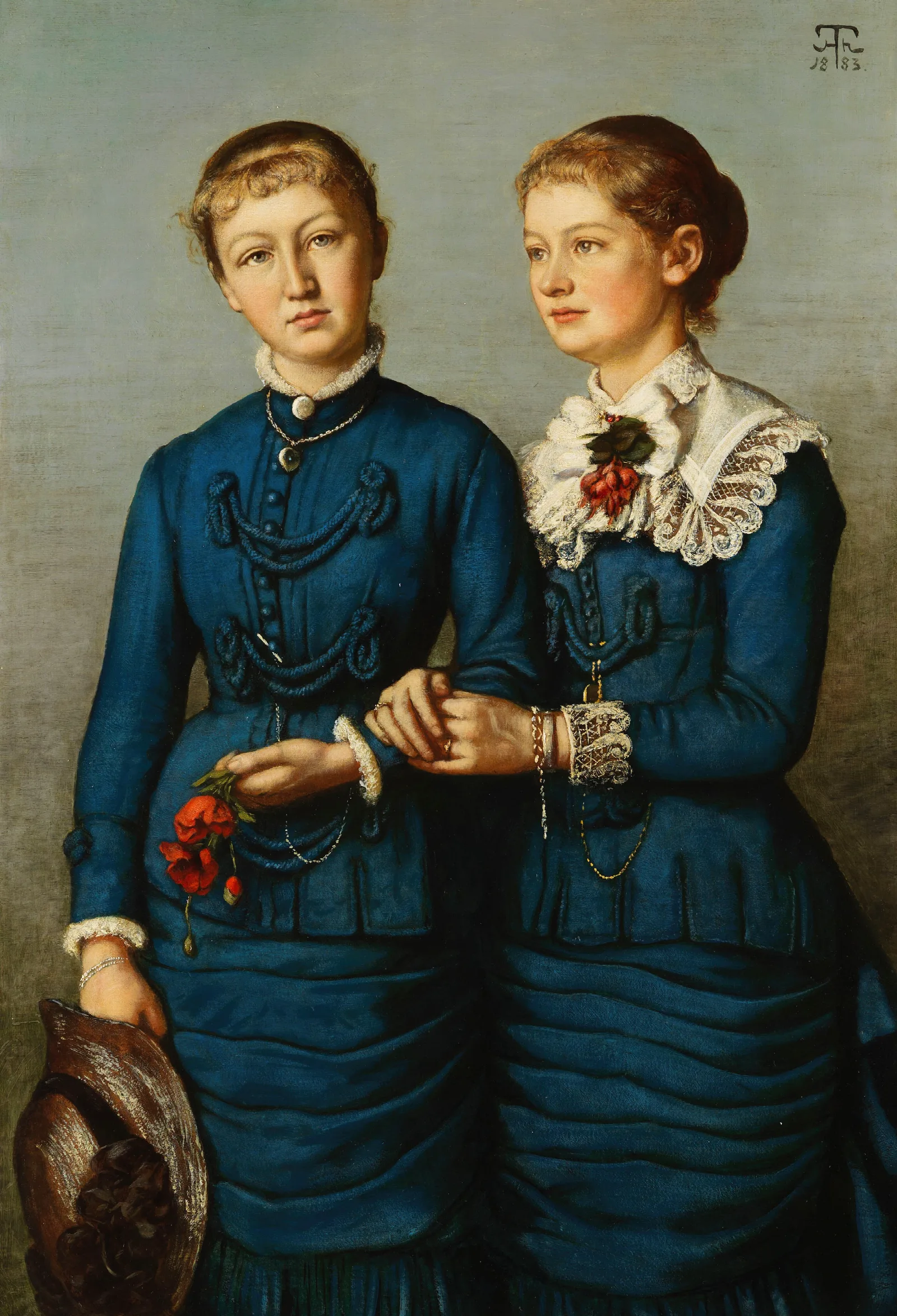 Portrait Of The Two Daughters Of The Haag Family Wall Art by Hans Thoma - Canvas Print